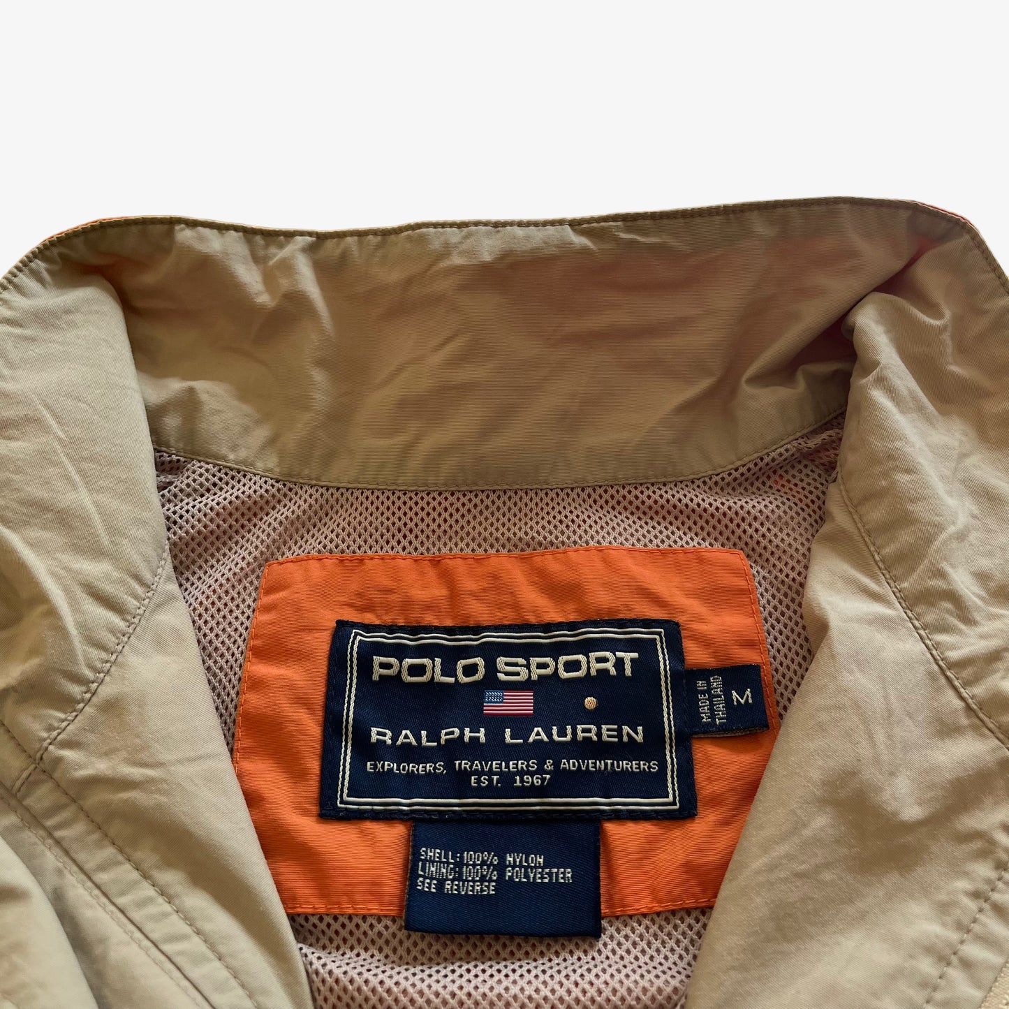 Vintage 90s Mens Ralph Lauren Polo Sport Orange Windbreaker Jacket Label - Casspios Dream