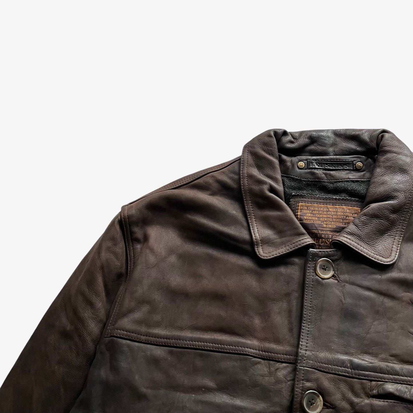 Vintage 90s Mens Redskins Territoire Dark Brown Leather Pilot Jacket With Zipped Pocket Wear - Casspios Dream