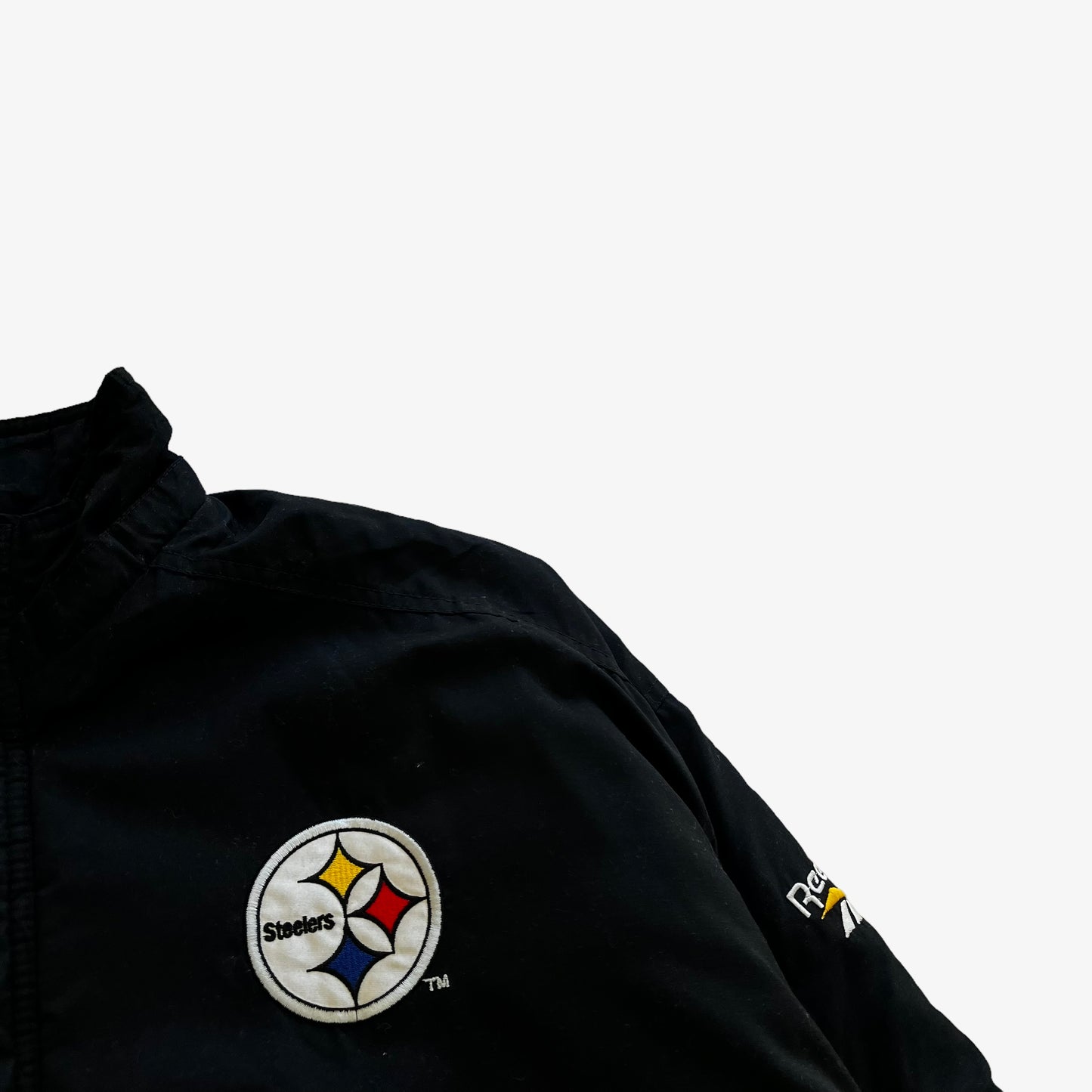 Vintage 90s Mens Reebok NFL Pro Line Pittsburgh Steelers Black Jacket Badge - Casspios Dream