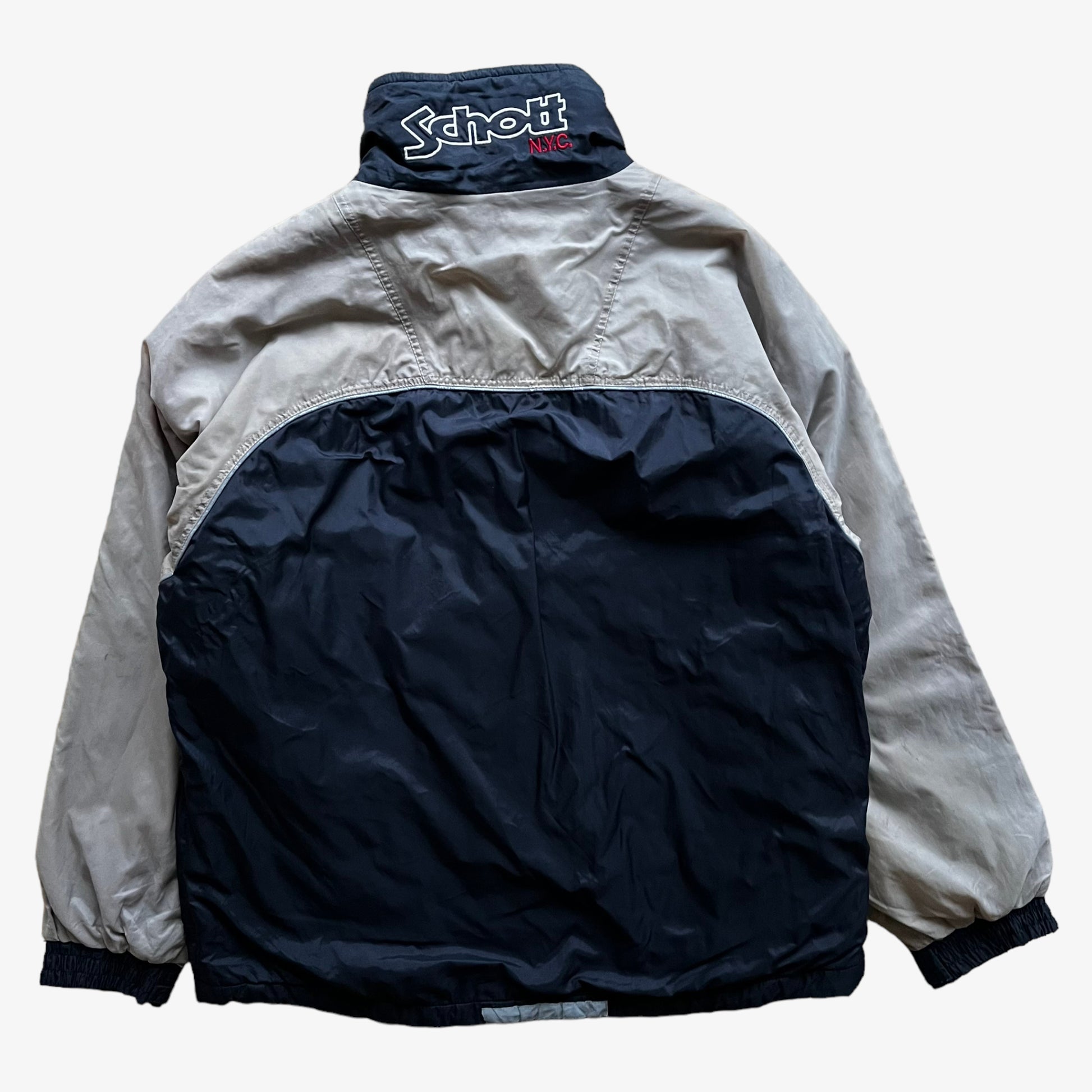 Vintage 90s Mens Schott NYC Windbreaker Jacket Back - Casspios Dream