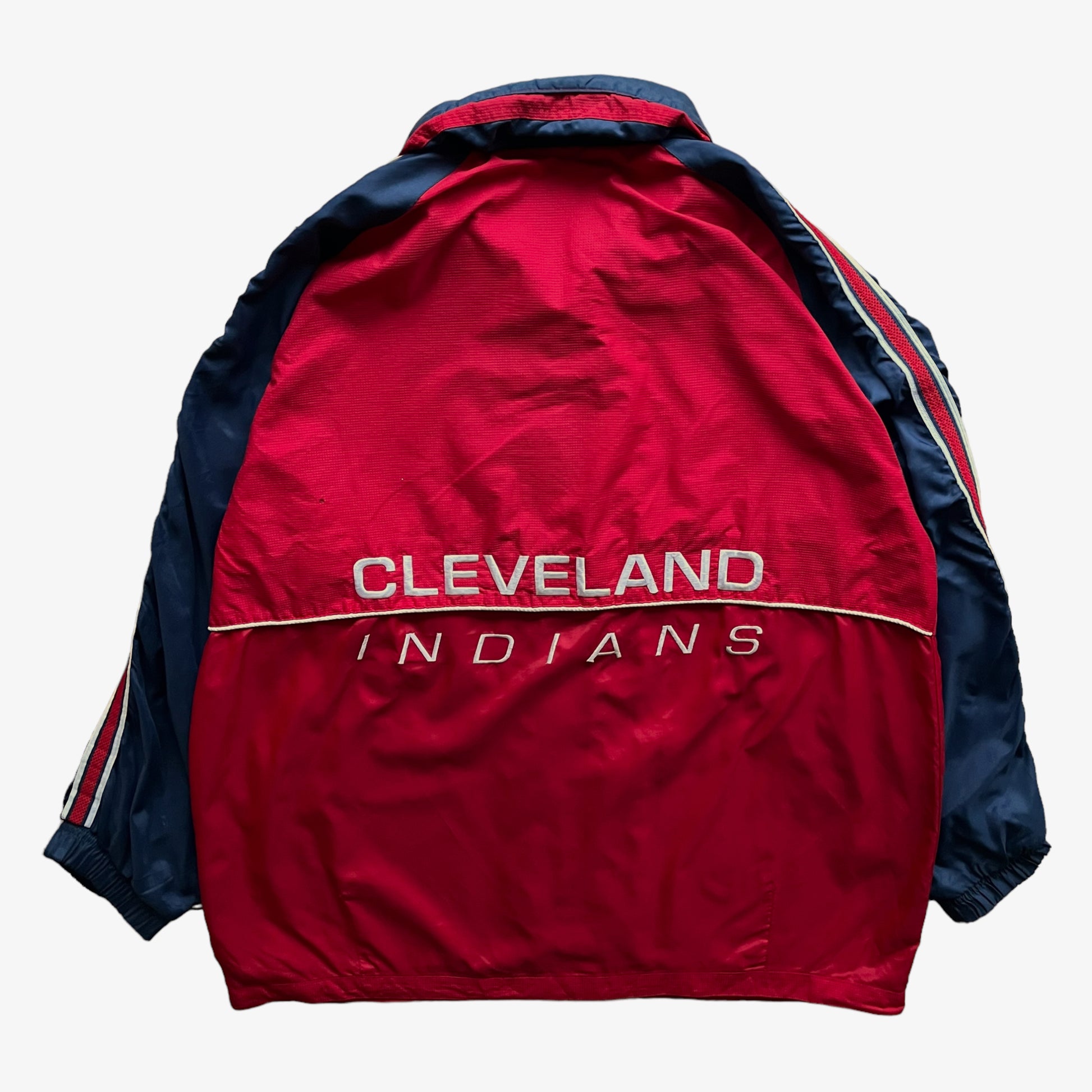 Vintage 90s Mens Starter MLB Cleveland Indians Jacket With Back Spell Out Back - Casspios Dream