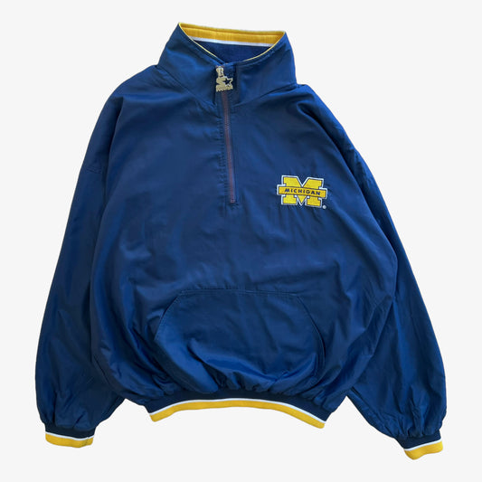 Vintage 90s Mens Starter Michigan Wolverines Navy Quarter Zip Pullover - Casspios Dream