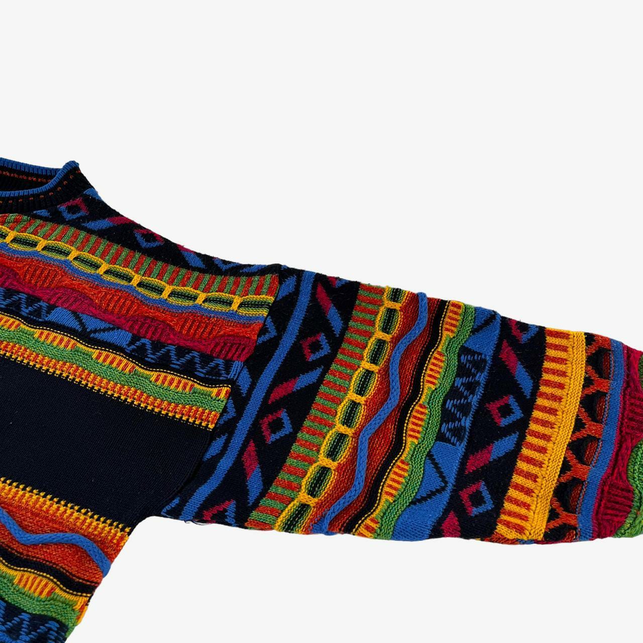 Vintage 90s Mens The Sweater Shop 3D Textured Colourful Knitted Jumper Arm - Casspios Dream