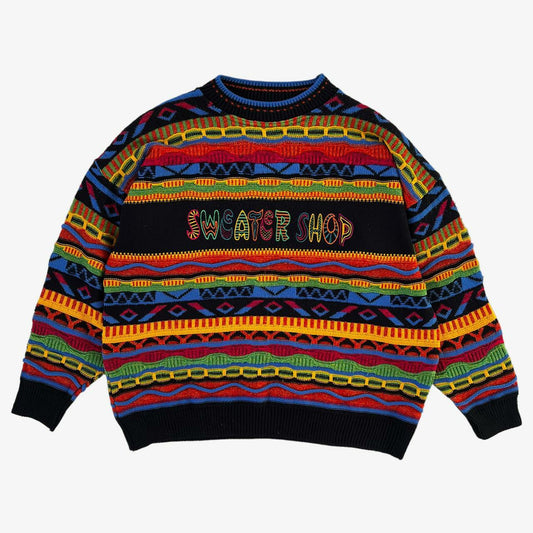 Vintage 90s Mens The Sweater Shop 3D Textured Colourful Knitted Jumper - Casspios Dream