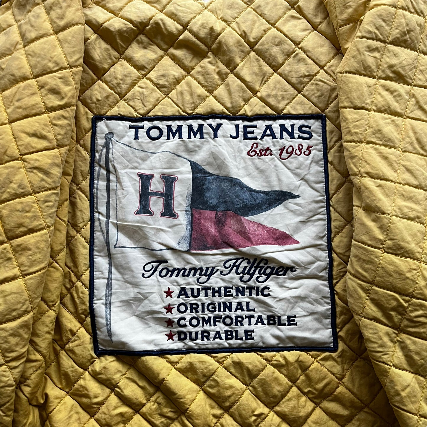 Vintage 90s Mens Tommy Hilfiger Blue Denim Shacket Shirt Jacket Inside Label - Casspios Dream