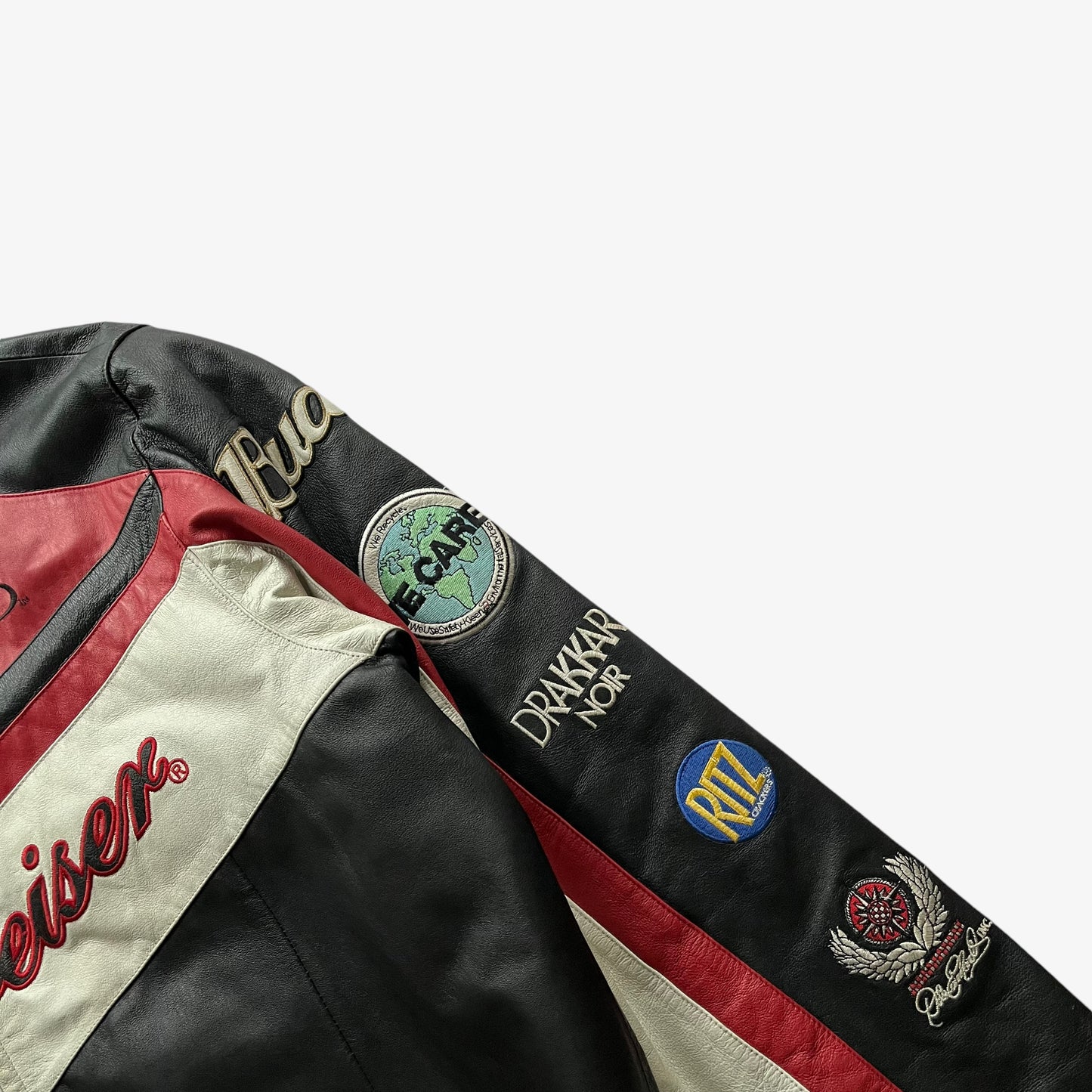 Vintage 90s Mens Wilsons Chase Authentics Dale Earnhardt Jr Budweiser NASCAR Leather Jacket Racing - Casspios Dream