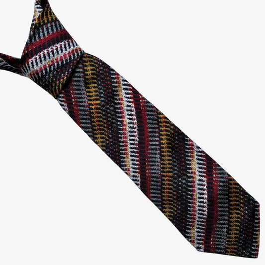 Vintage 90s Missoni Cravatte Colourful Abstract Striped Print Silk Tie - Casspios Dream