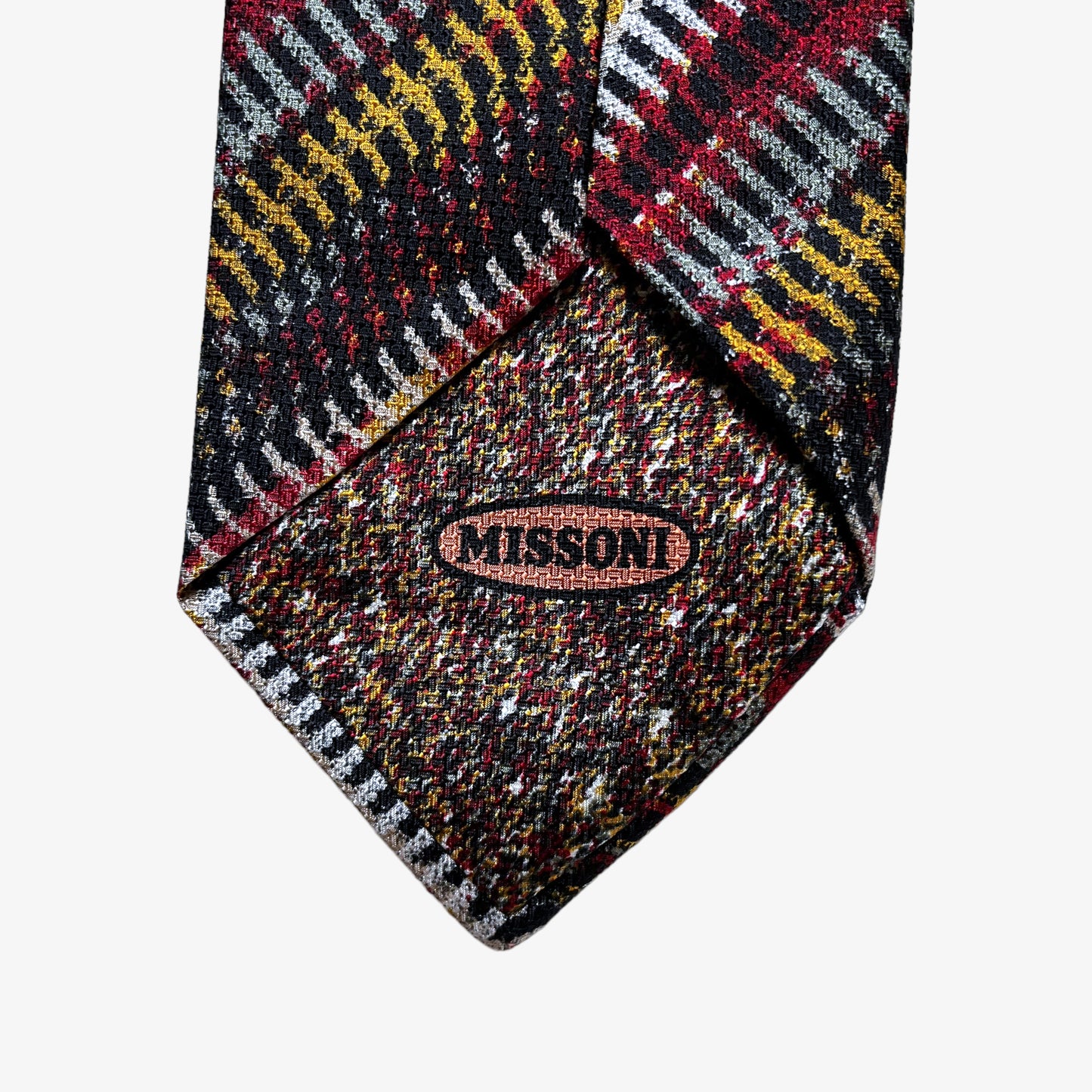 Vintage 90s Missoni Cravatte Colourful Abstract Striped Print Silk Tie Logo - Casspios Dream