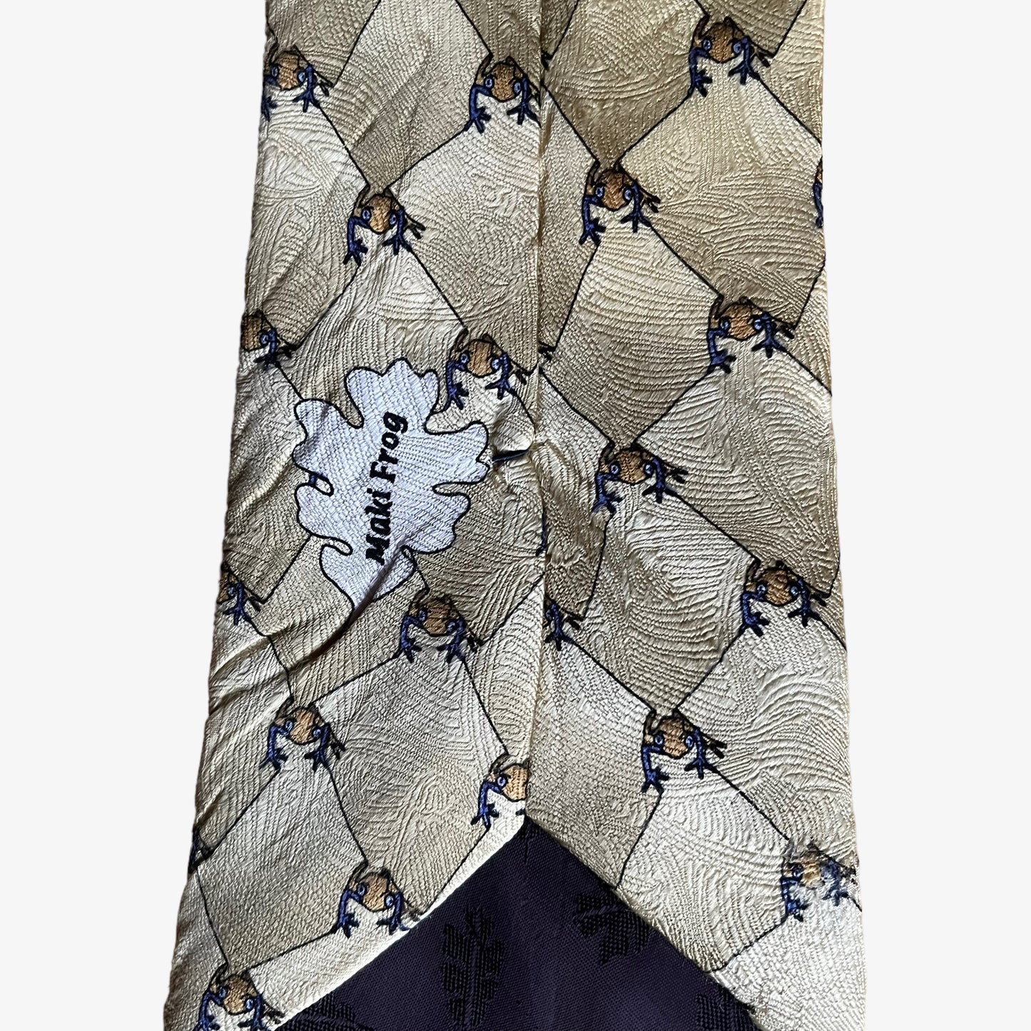 Vintage 90s The Nature Conservancy Geometric Maki Frog Print Silk Tie Animal - Casspios Dream