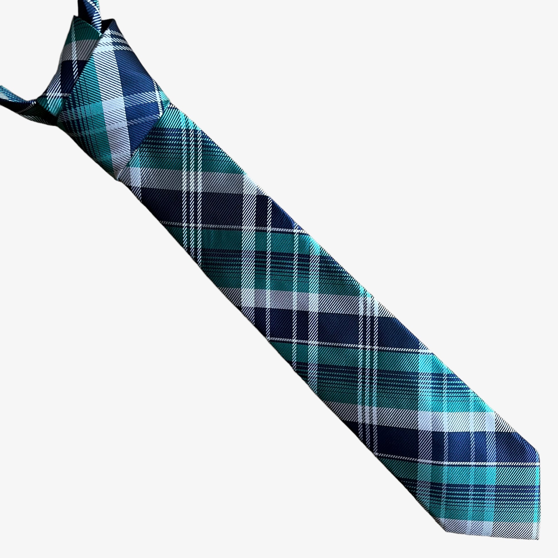 Vintage 90s U.S Polo Assn. Blue Tartan Print Polyester Tie - Casspios Dream