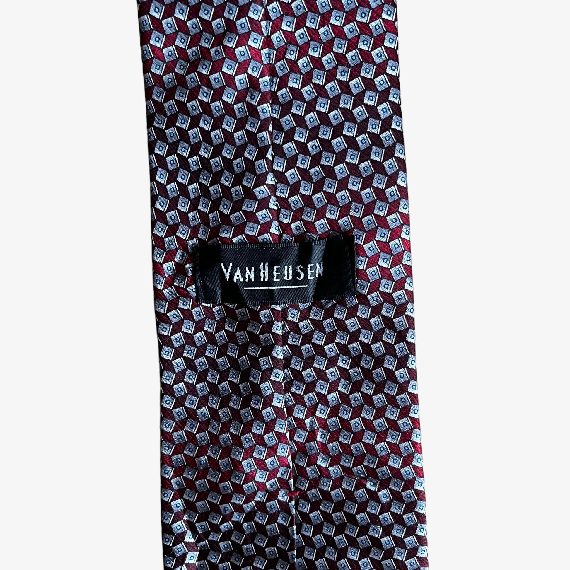 Vintage 90s Van Heusen Abstract Red Silk Tie Label - Casspios Dream