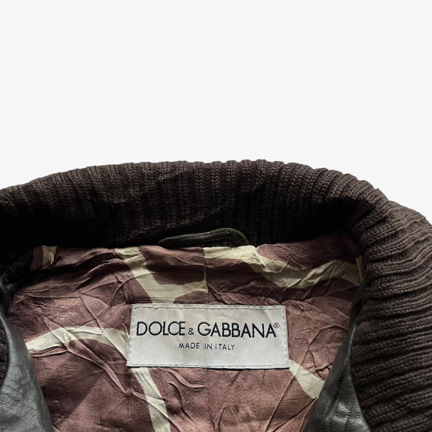 Vintage 90s Womens Dolce And Gabbana Dark Brown Leather Coat Label - Casspios Dream