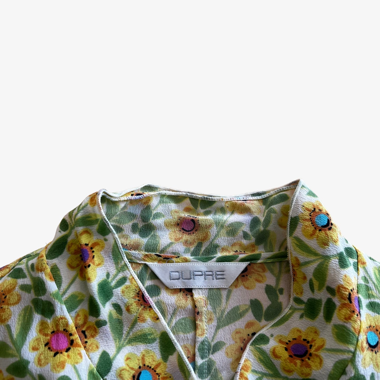 Vintage 90s Womens Dupre Sunflower Print Long Sleeve Silk Shirt Label - Casspios Dream