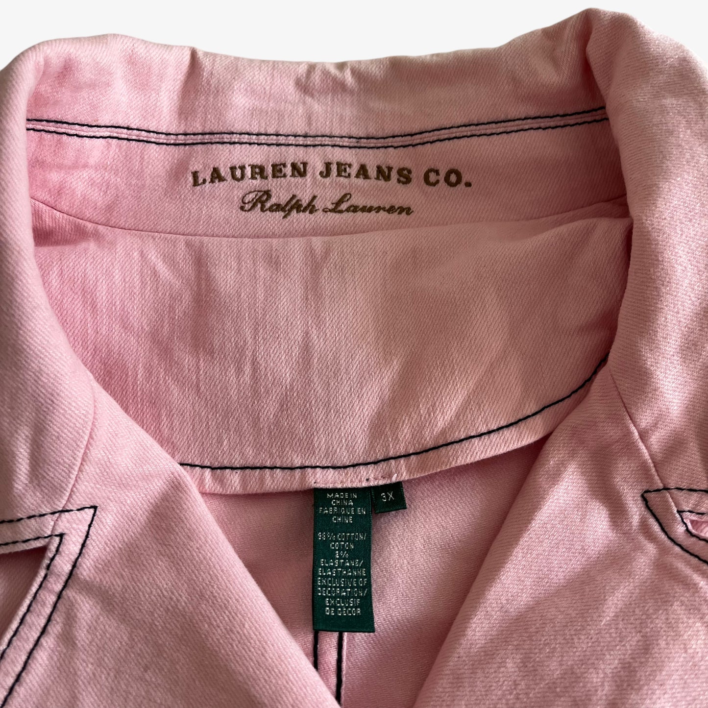 Vintage 90s Womens Ralph Lauren Double Breasted Pink Denim Jacket Label - Casspios Dream