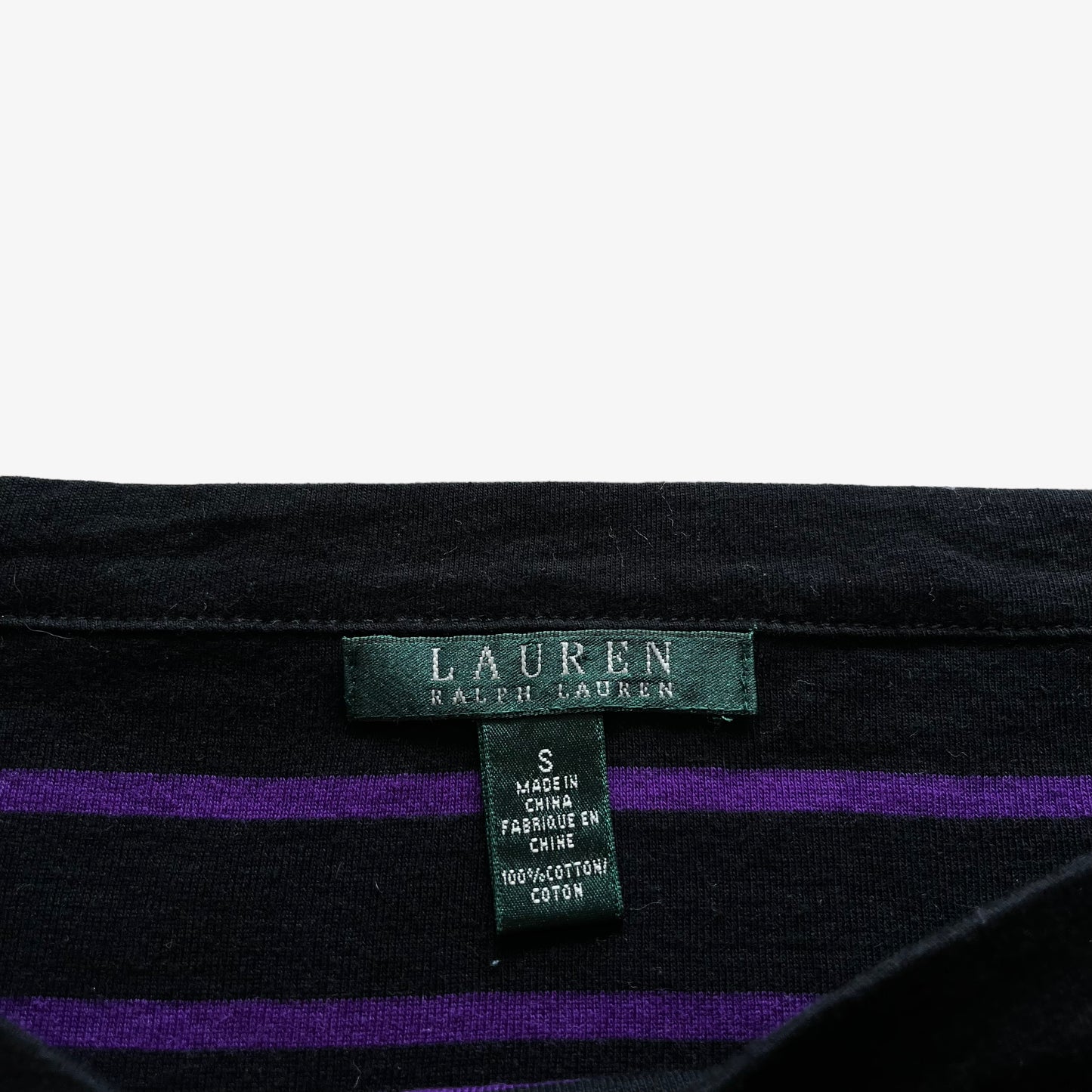 Vintage 90s Womens Ralph Lauren Long Sleeve Purple And Black Striped Top Label - Casspios Dream