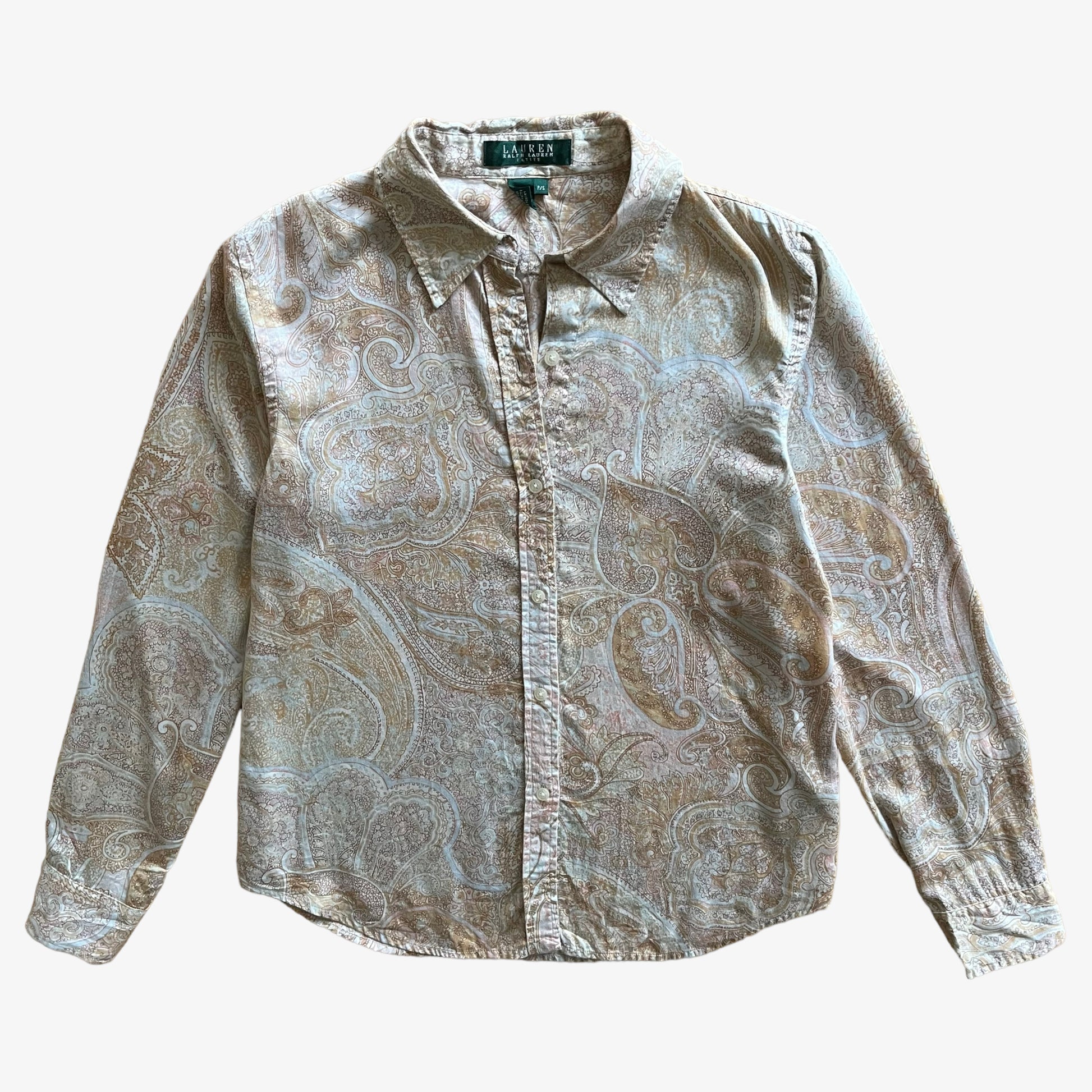 Vintage 90s Womens Ralph Lauren Paisley Print Long Sleeve Shirt - Casspios Dream