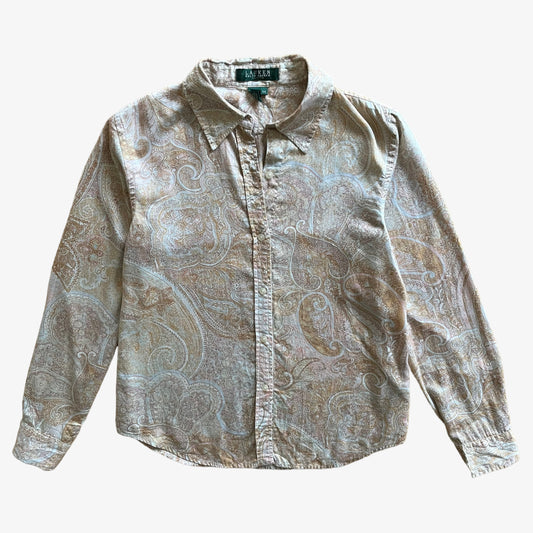 Vintage 90s Womens Ralph Lauren Paisley Print Long Sleeve Shirt - Casspios Dream