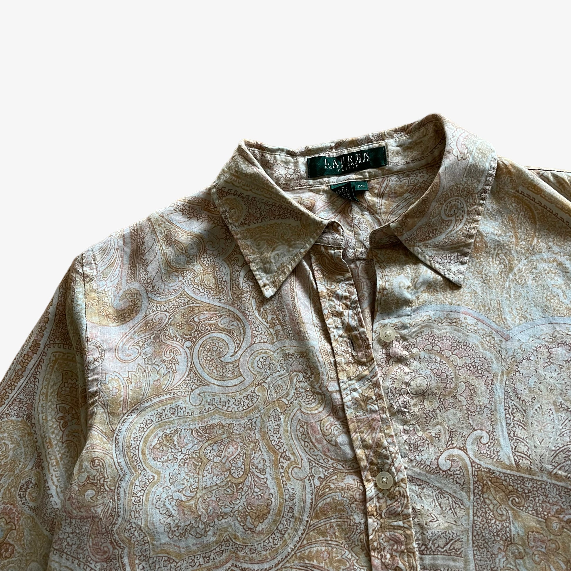 Vintage 90s Womens Ralph Lauren Paisley Print Long Sleeve Shirt Pattern - Casspios Dream