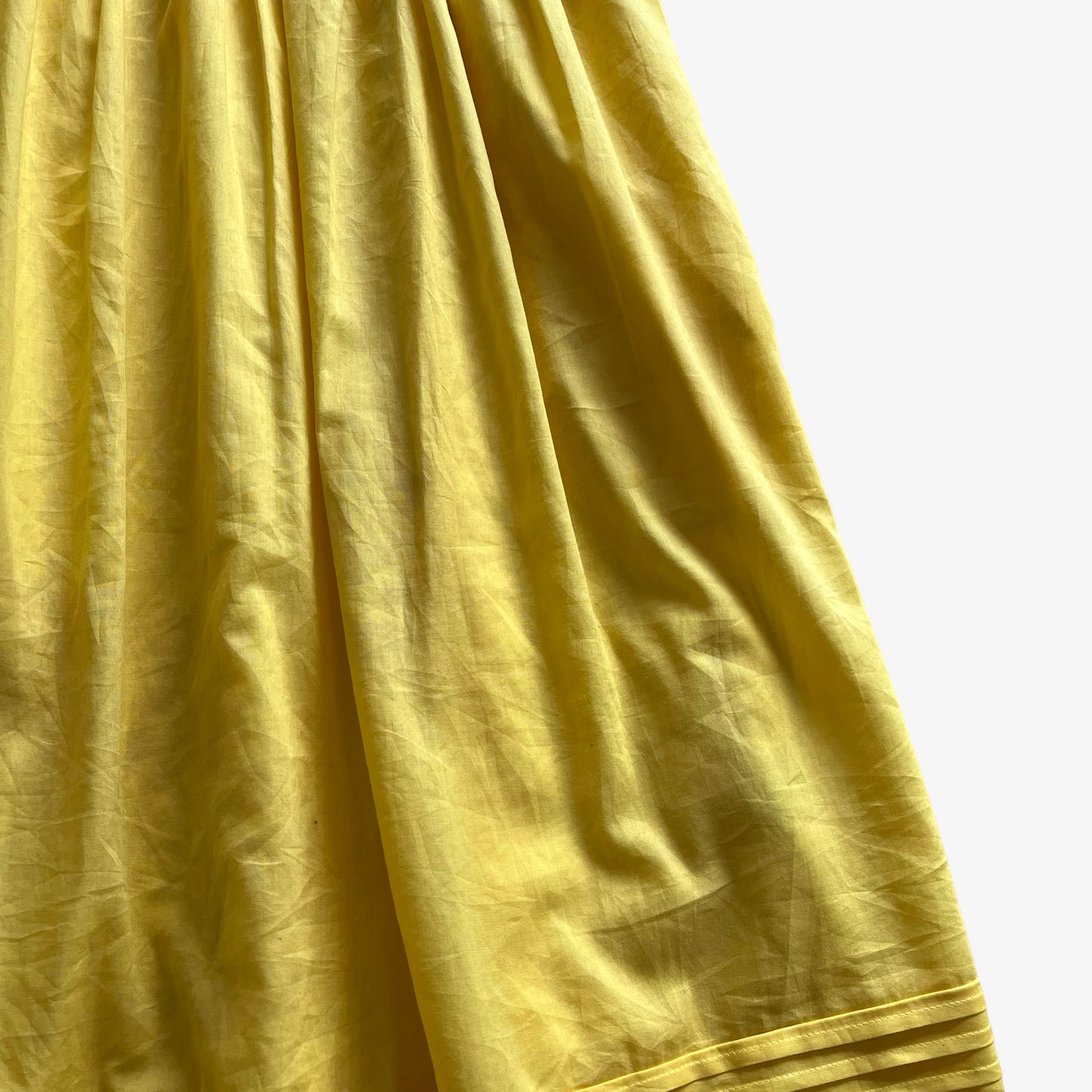 Vintage 90s Womens Ralph Lauren Yellow Ruffle Tea Dress With Internal Slip Hem - Casspios Dream