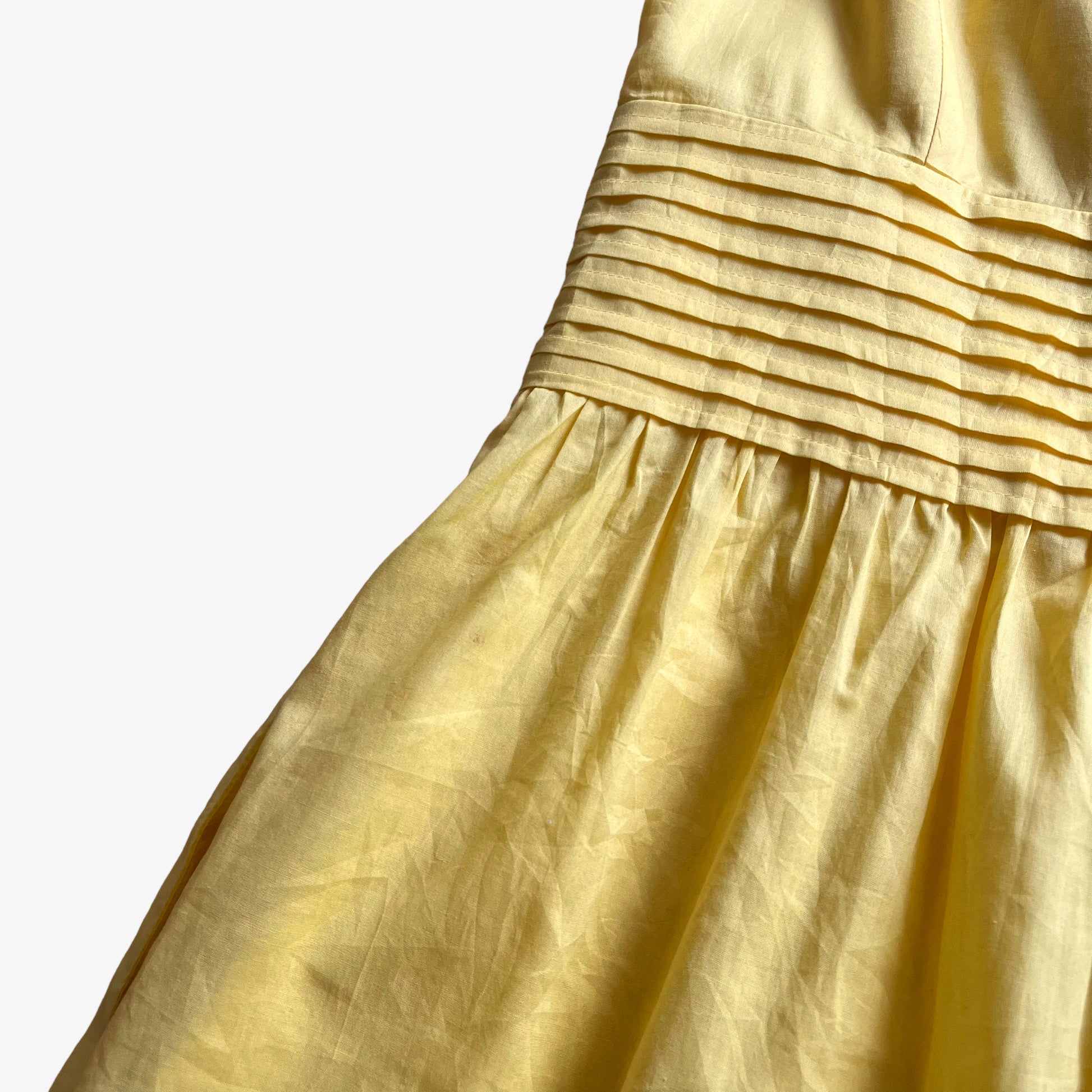 Vintage 90s Womens Ralph Lauren Yellow Ruffle Tea Dress With Internal Slip Side - Casspios Dream