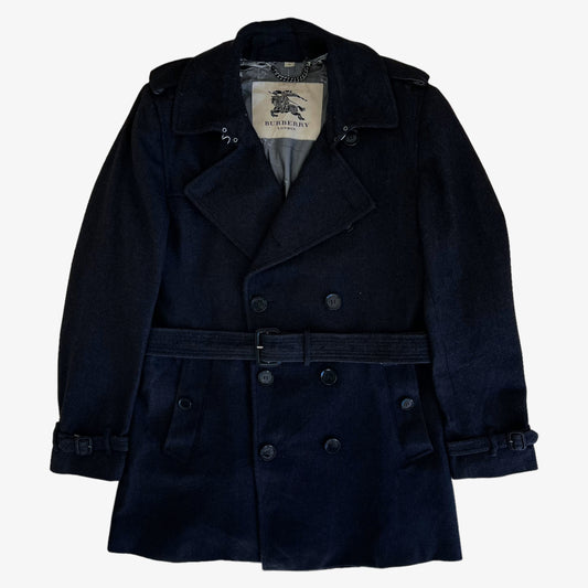 Vintage Y2K Burberry Navy Double Breasted Pea Coat - Casspios Dream