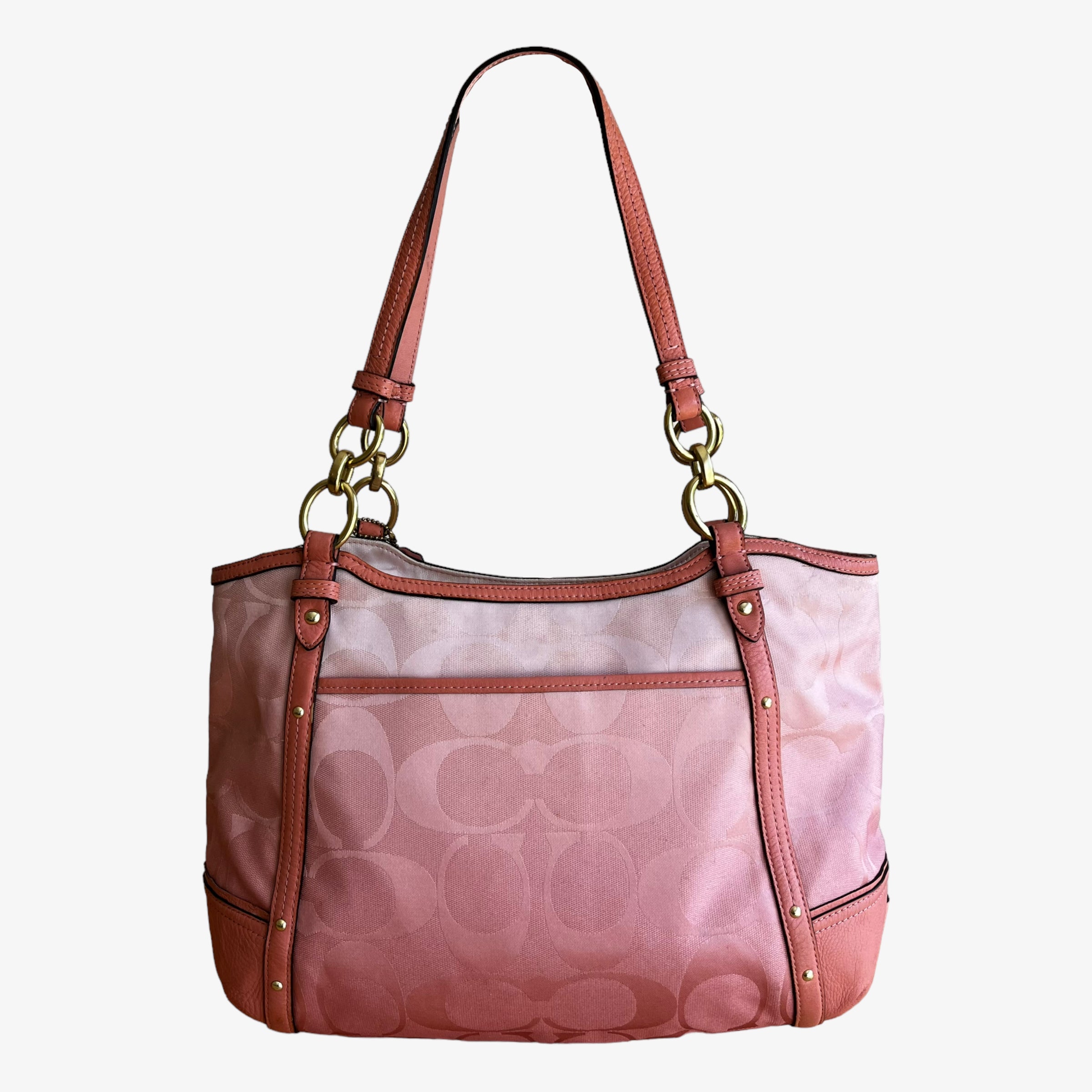 Pink Vintage purchases Leather Canvas Tote Bag