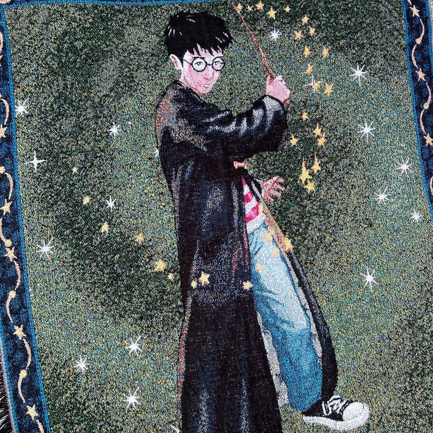 Vintage Y2K Harry Potter Woven Throw Blanket Tapestry Wizard - Casspios Dream