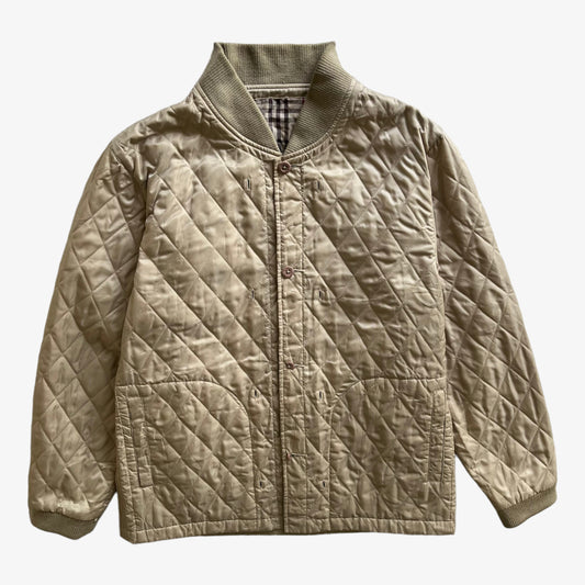 Vintage Y2K Mens Burberry Blue Label Cream Quilted Jacket With Nova Check Lining - Casspios Dream