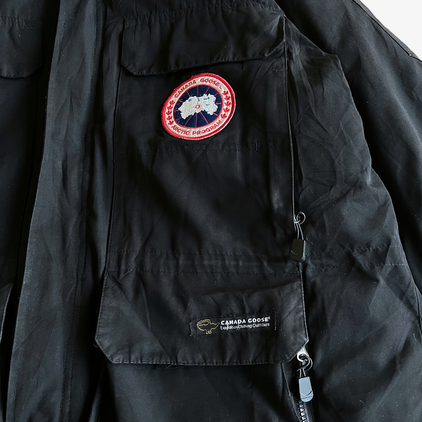 Vintage Y2K Mens Canada Goose Arctic Program Expedition Black Puffer Jacket With Original Hood Badge - Casspios Dream