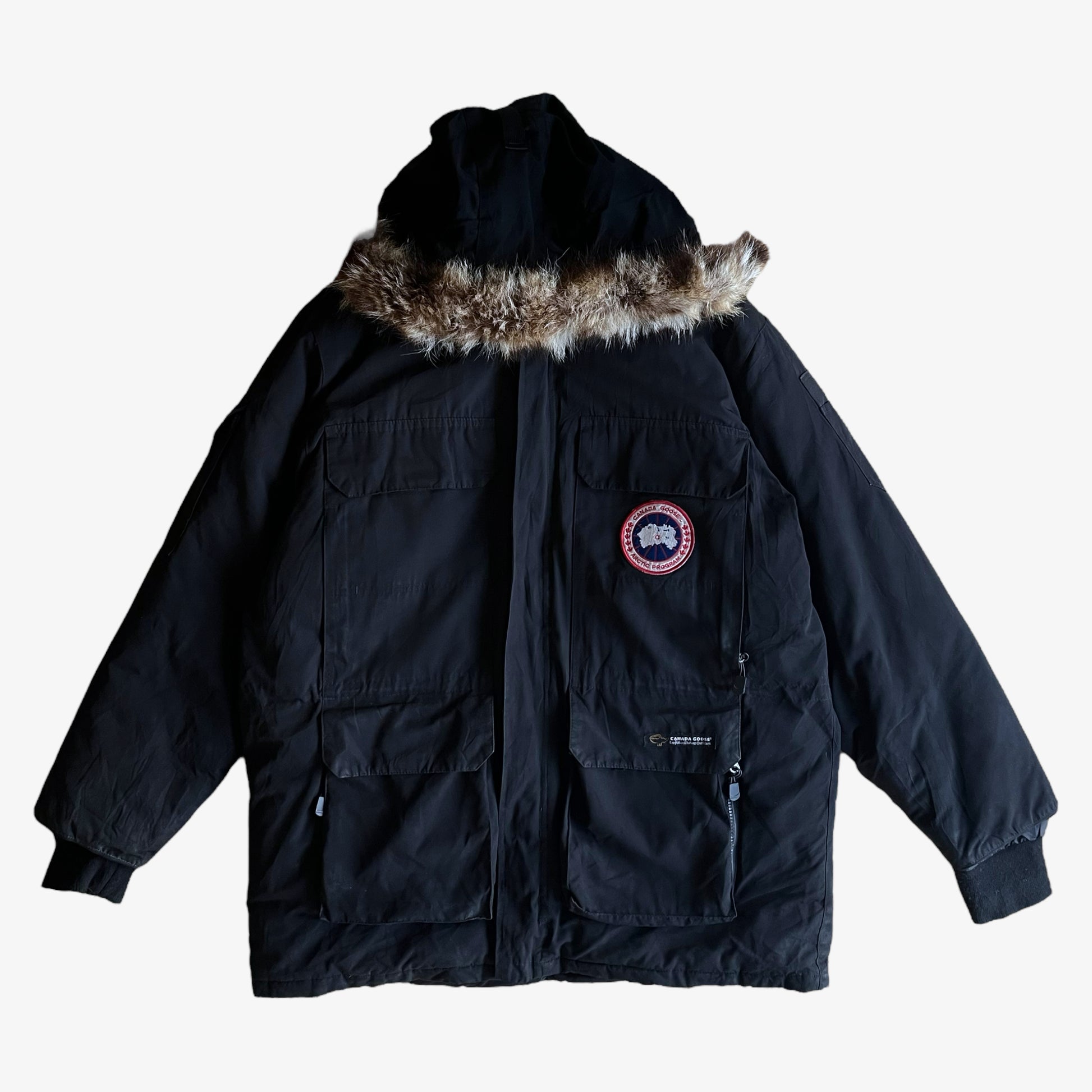 Vintage Y2K Mens Canada Goose Arctic Program Expedition Black Puffer Jacket With Original Hood - Casspios Dream