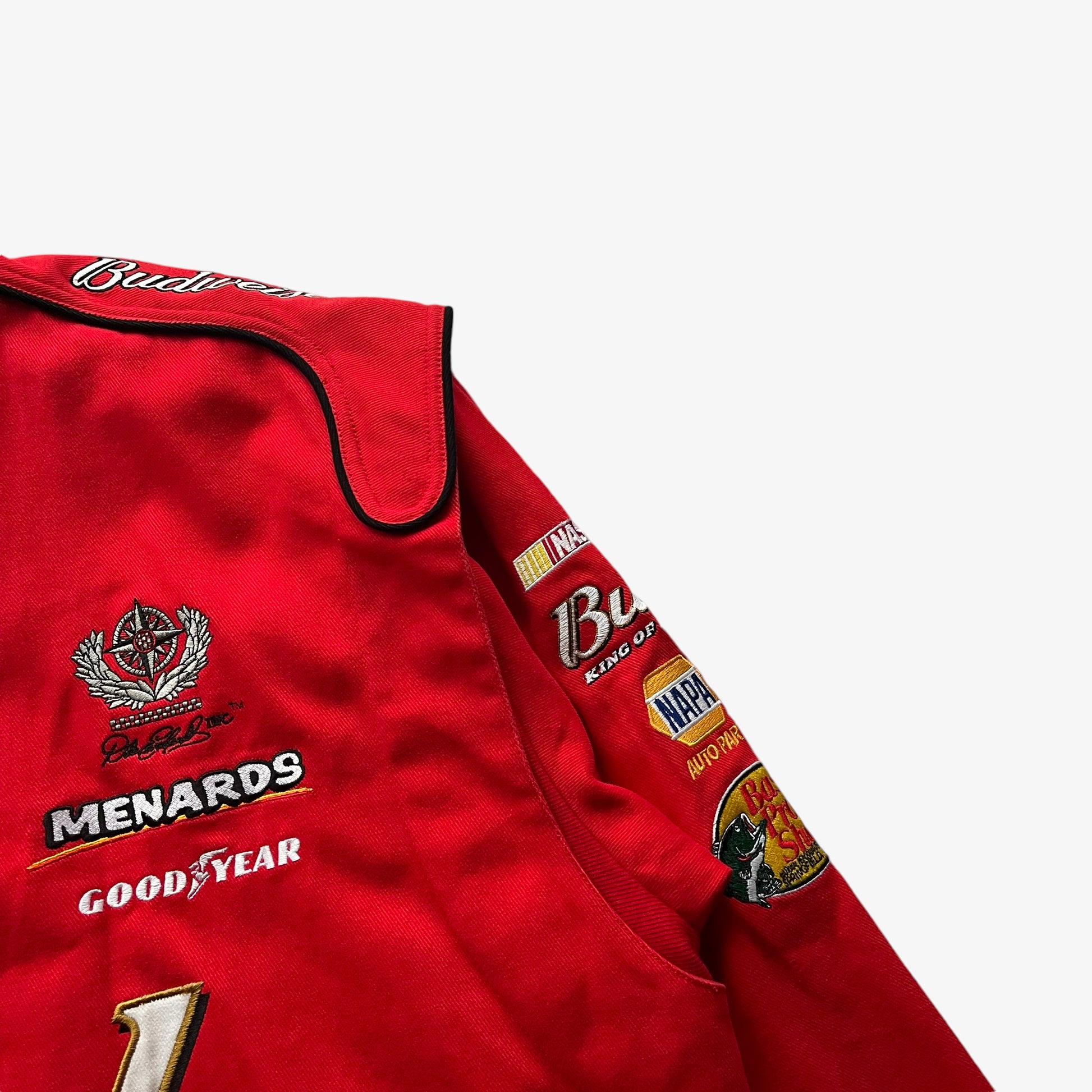 Vintage Y2K Mens Chase Authentics Drivers Line Dale Earnhardt Jr Budweiser NASCAR Jacket Patches - Casspios Dream