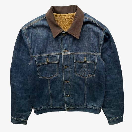 Vintage Y2K Mens Dolce And Gabbana Blue Denim Jacket With Embroidered Breast Pocket - Casspios Dream