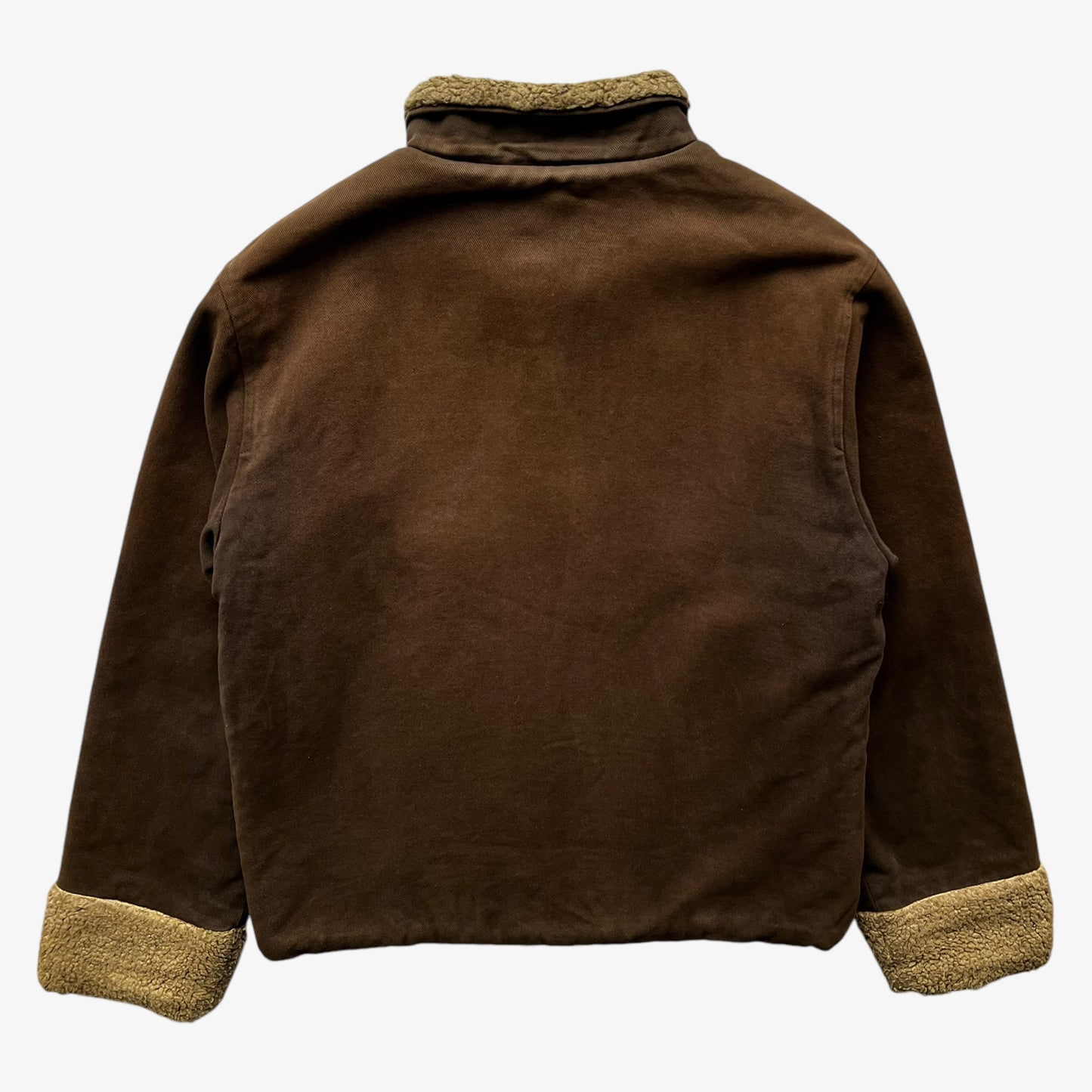 Vintage Y2K Mens Dolce And Gabbana Faded Brown Jacket With Sherpa Lining Back - Casspios Dream