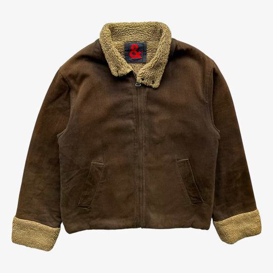 Vintage Y2K Mens Dolce And Gabbana Faded Brown Jacket With Sherpa Lining - Casspios Dream