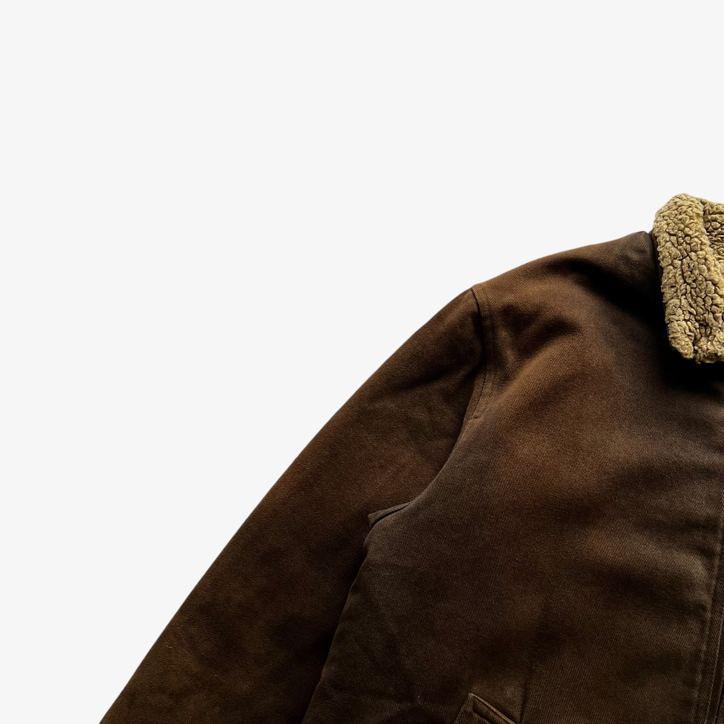 Vintage Y2K Mens Dolce And Gabbana Faded Brown Jacket With Sherpa Lining Shoulder - Casspios Dream