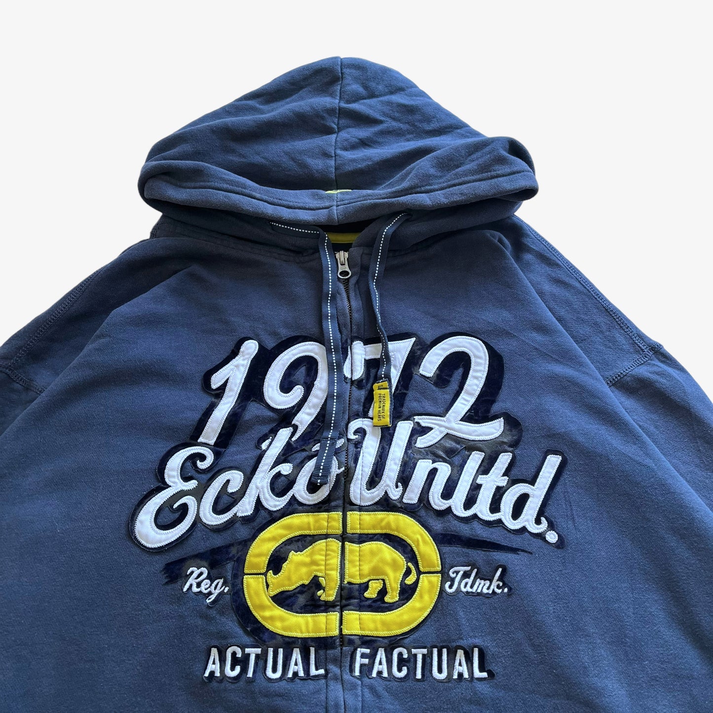 Vintage Y2K Mens Ecko Unltd Embroidered Spell Out Navy Hooded Jacket Logo - Casspios Dream