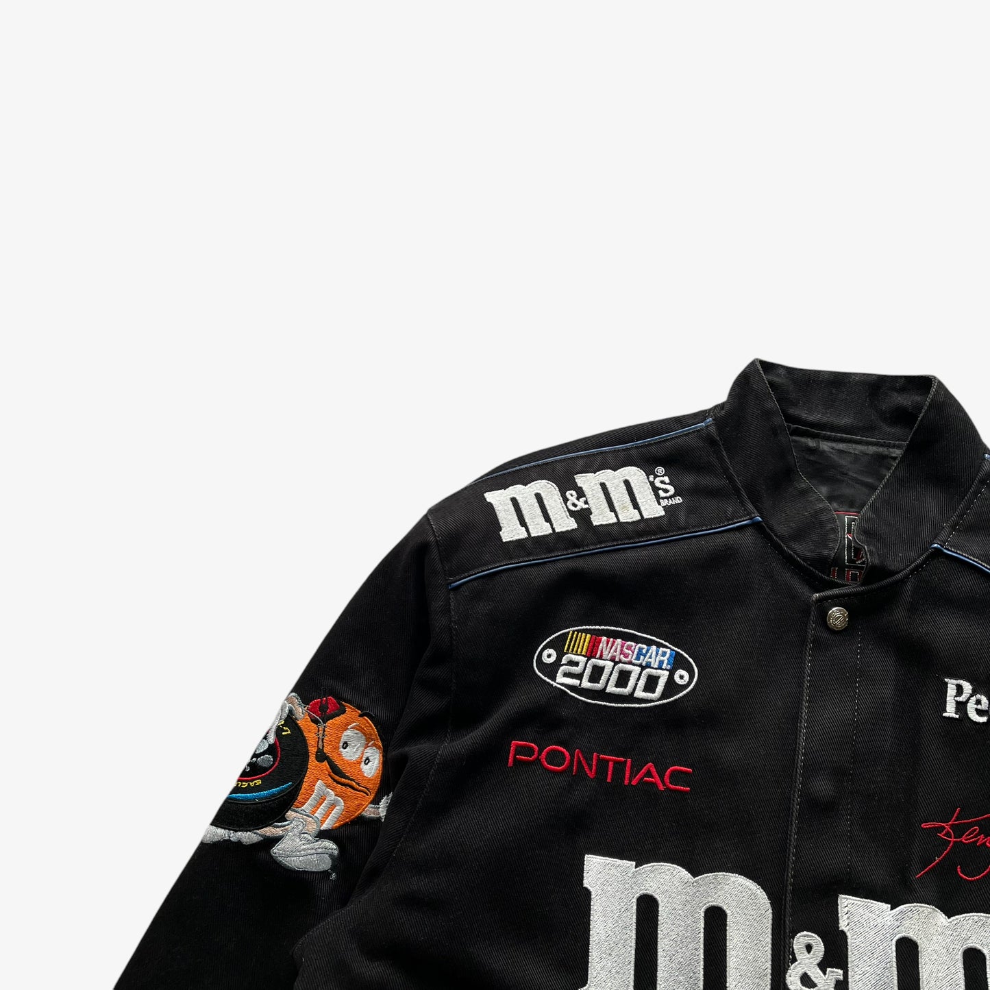 Vintage Y2K Mens Jeff Hamilton JH Design Ken Schrader 36 M And M Black NASCAR Jacket Badge - Casspios Dream