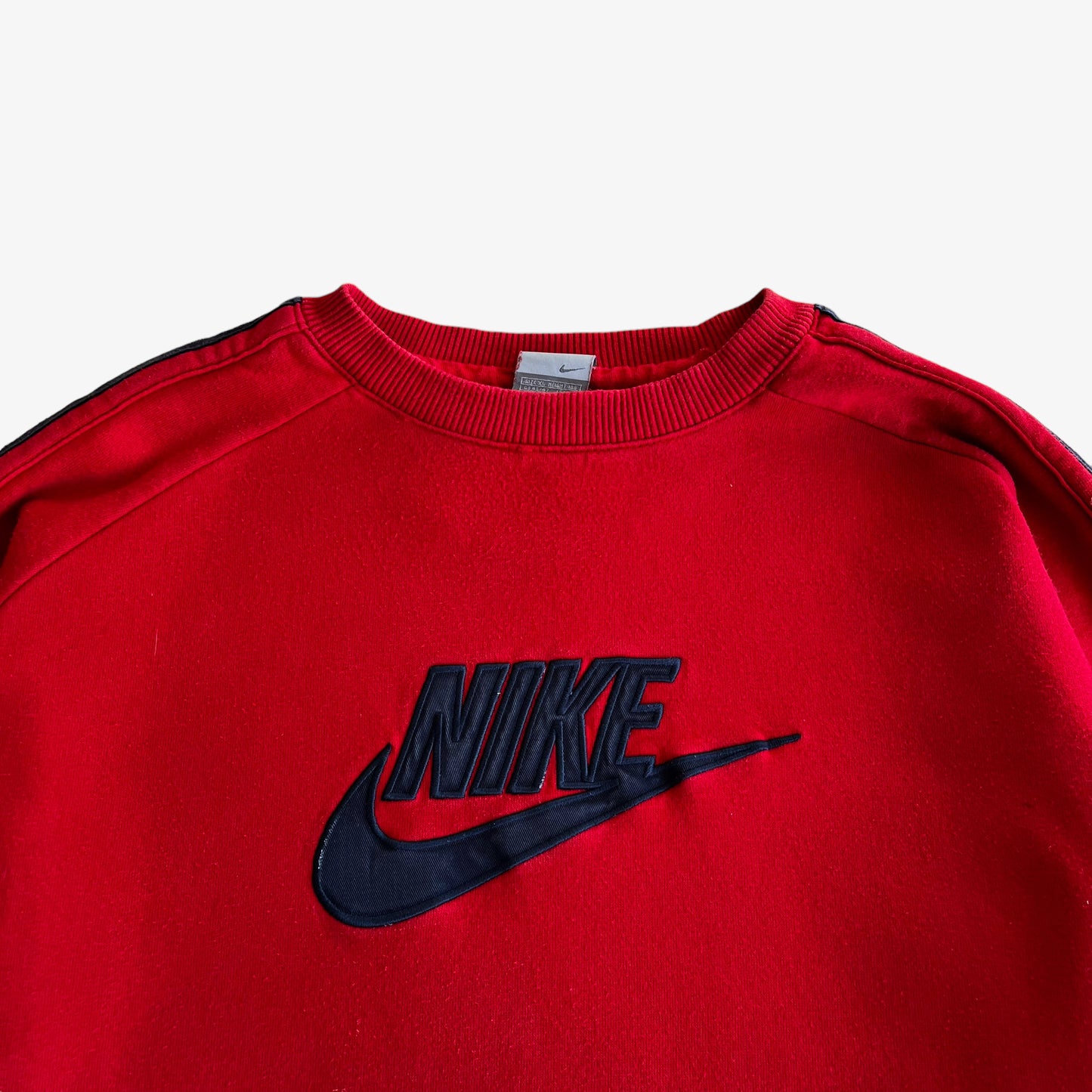 Vintage Y2K Mens Nike Spell Out Centre Logo Red Sweatshirt Embroidered - Casspios Dream