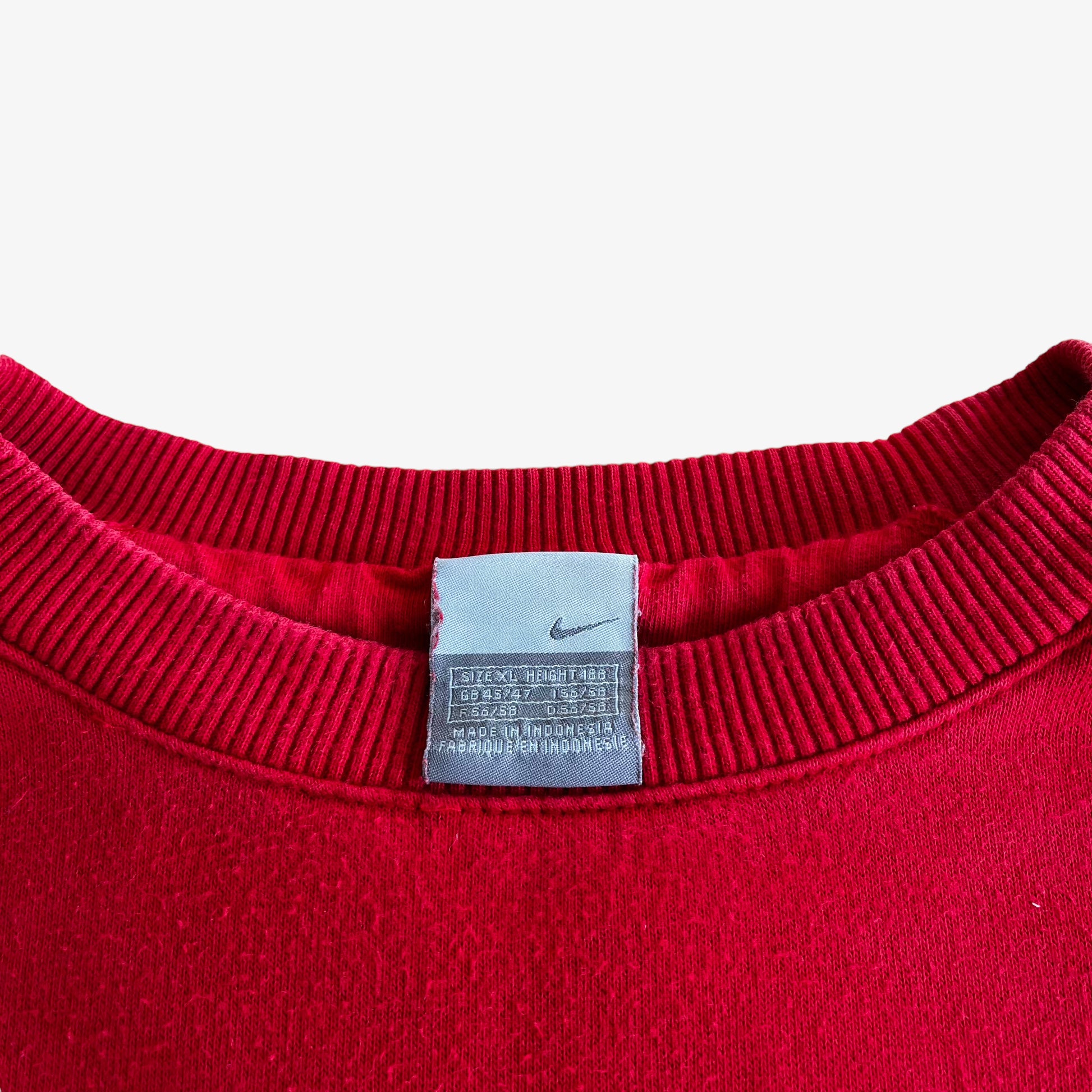 Vintage Y2K Mens Nike Spell Out Centre Logo Red Sweatshirt Label - Casspios Dream