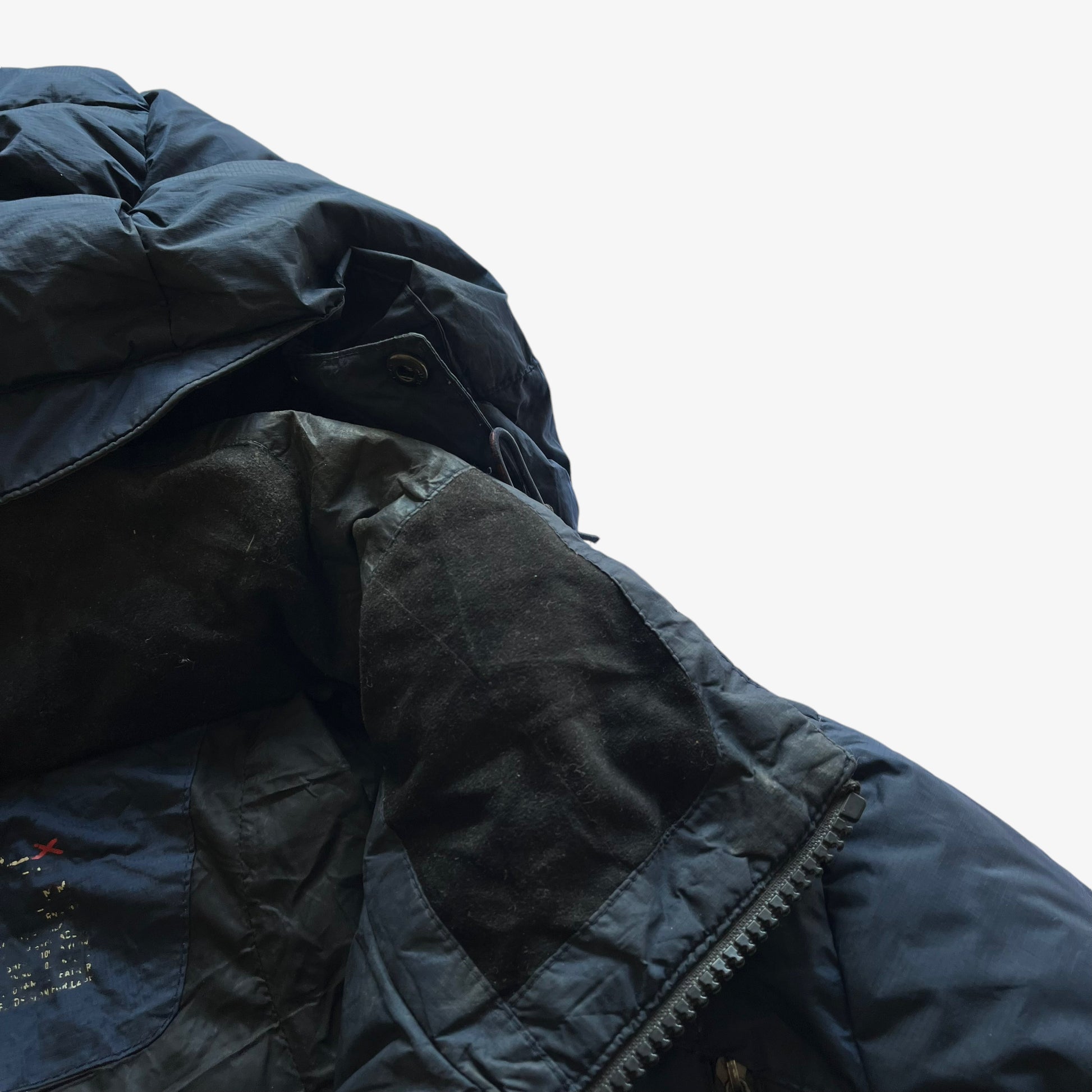 Vintage Y2K Mens Ralph Lauren RLX Faded Navy Goose Down Puffer Jacket With Removable Hood Inside - Casspios Dream