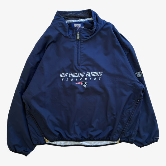 Vintage Y2K Mens Reebok NFL Equipment New England Patriots Navy Quarter Zip Pullover - Casspios Dream