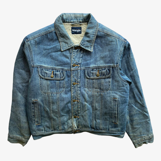 Vintage Y2K Mens Wrangler Blue Denim Jacket With Sherpa Lining - Casspios Dream