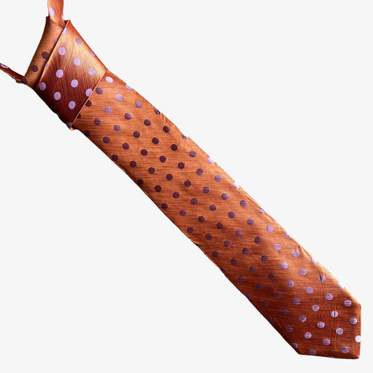 Vintage Y2K Ted Baker Pink Polka Dot Orange Silk Tie - Casspios Dream