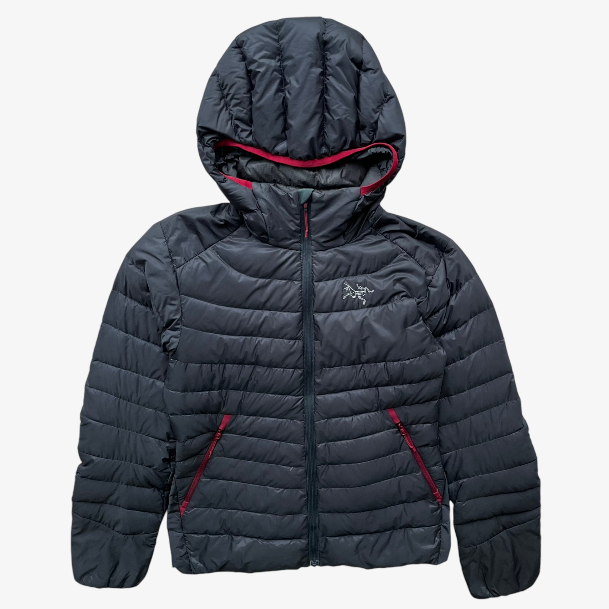 Vintage Y2K Womens Arcteryx Cerium Goose Down Grey Hooded Puffer Jacket With Packable Bag - Casspios Dream