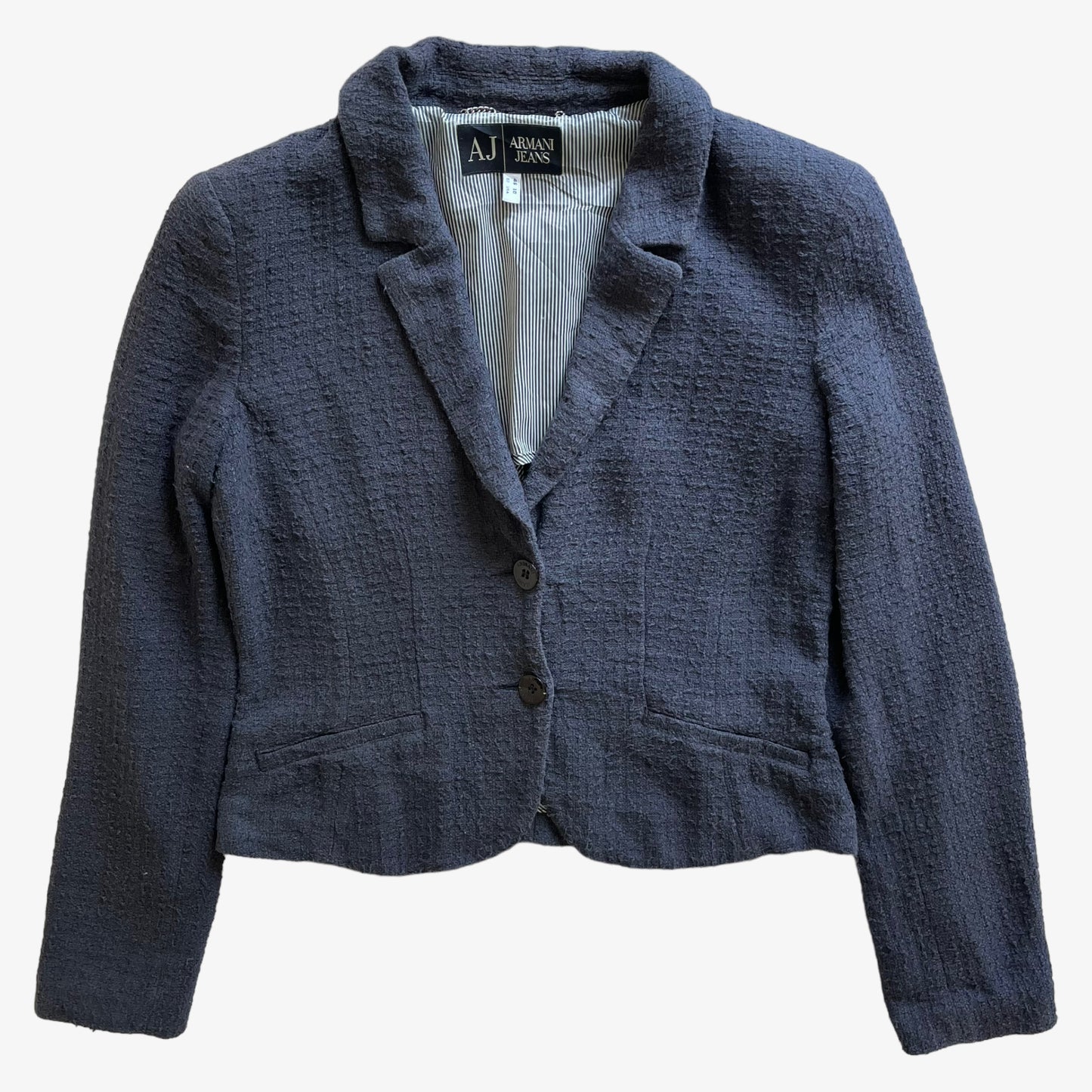 Vintage Y2K Womens Armani Jeans Navy Textured Blazer - Casspios Dream