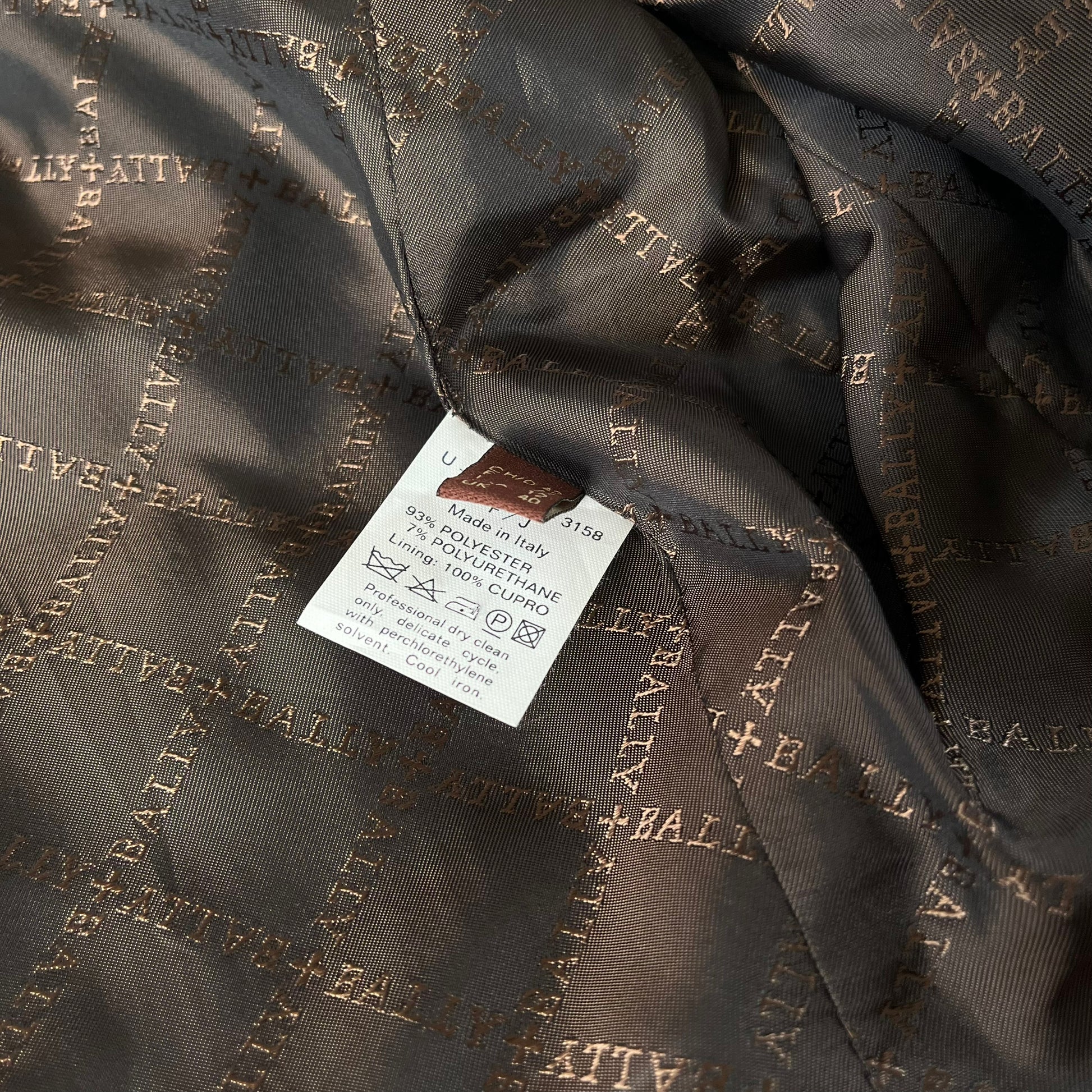 Vintage Y2K Womens Bally Brown Pinstripe Blazer Inside Label - Casspios Dream