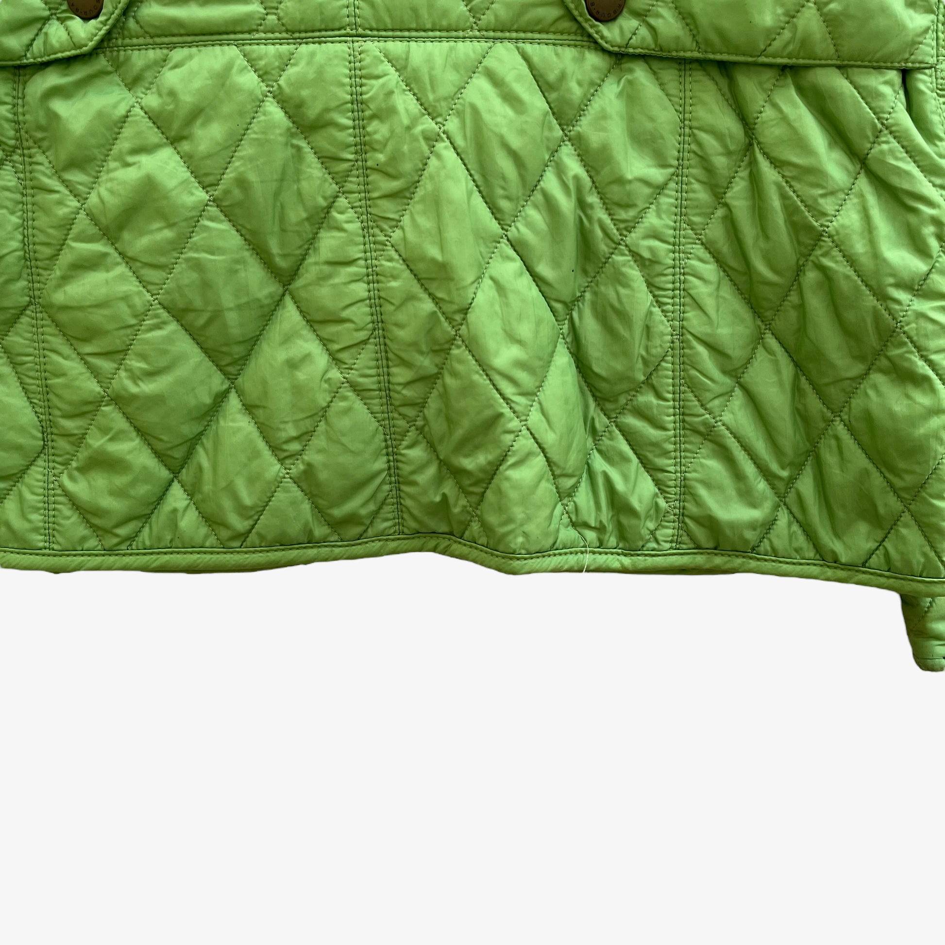 Vintage Y2K Womens Barbour Lime Green Quilted Jacket Hem - Casspios Dream