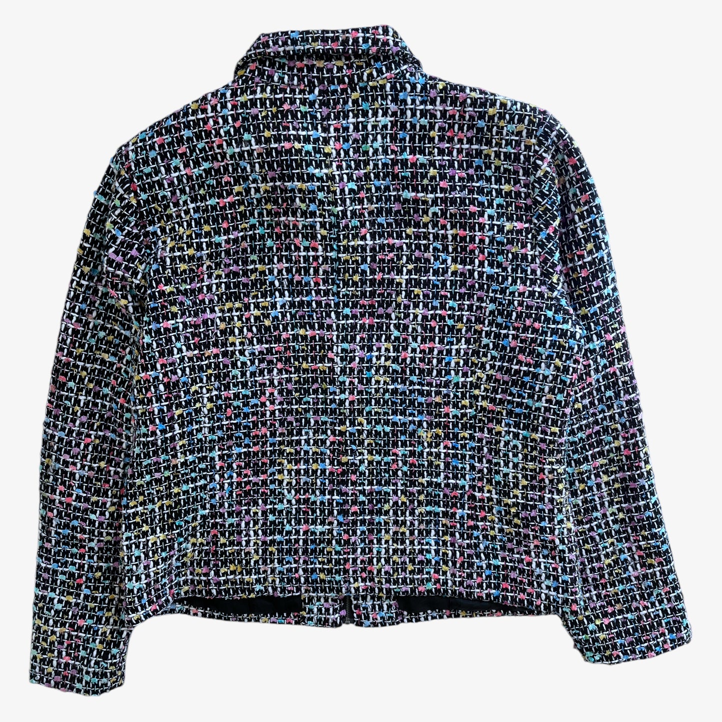 Vintage Y2K Womens Christopher And Banks Colourful Woven Boucle Jacket Back - Casspios Dream