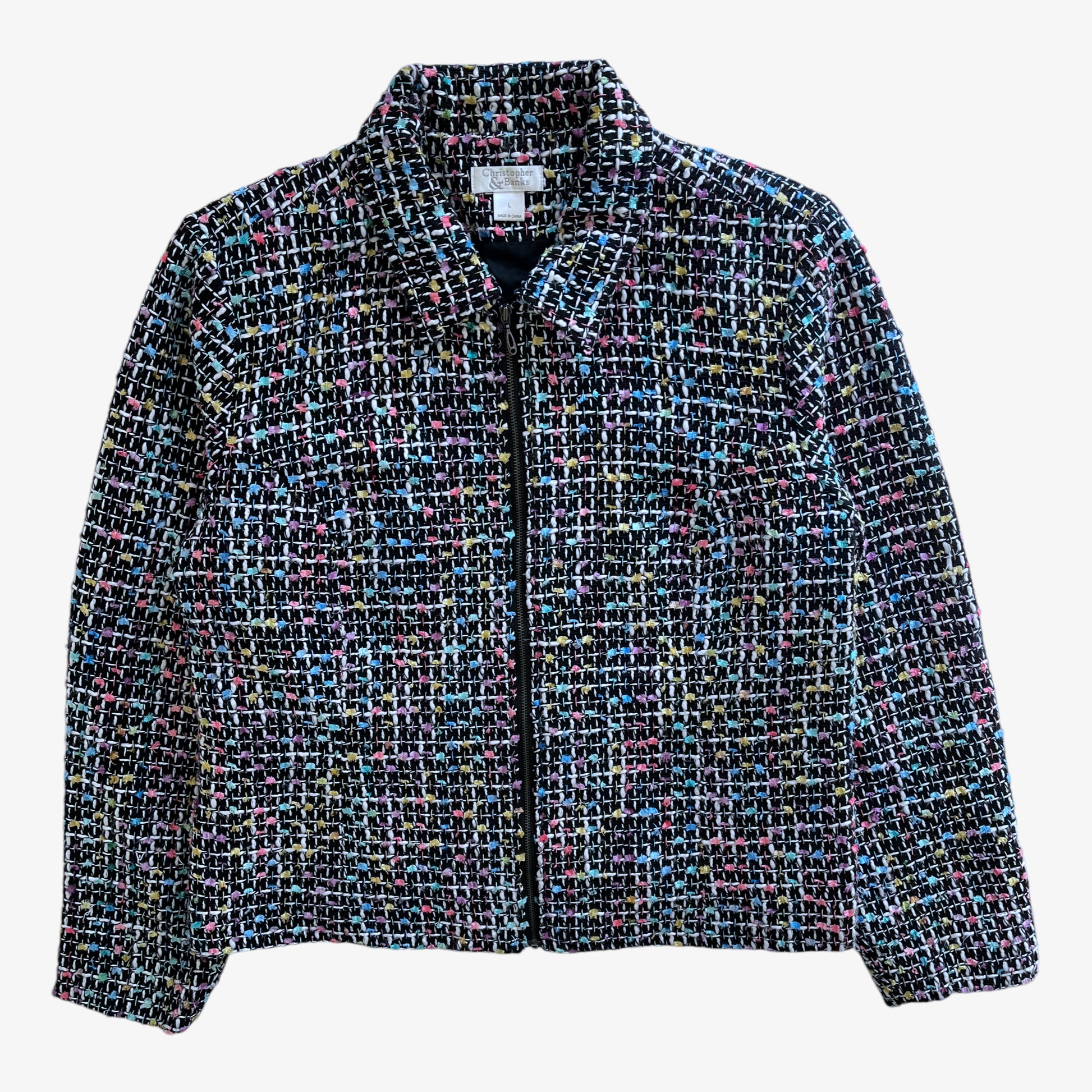 Vintage Y2K Womens Christopher And Banks Colourful Woven Boucle Jacket - Casspios Dream