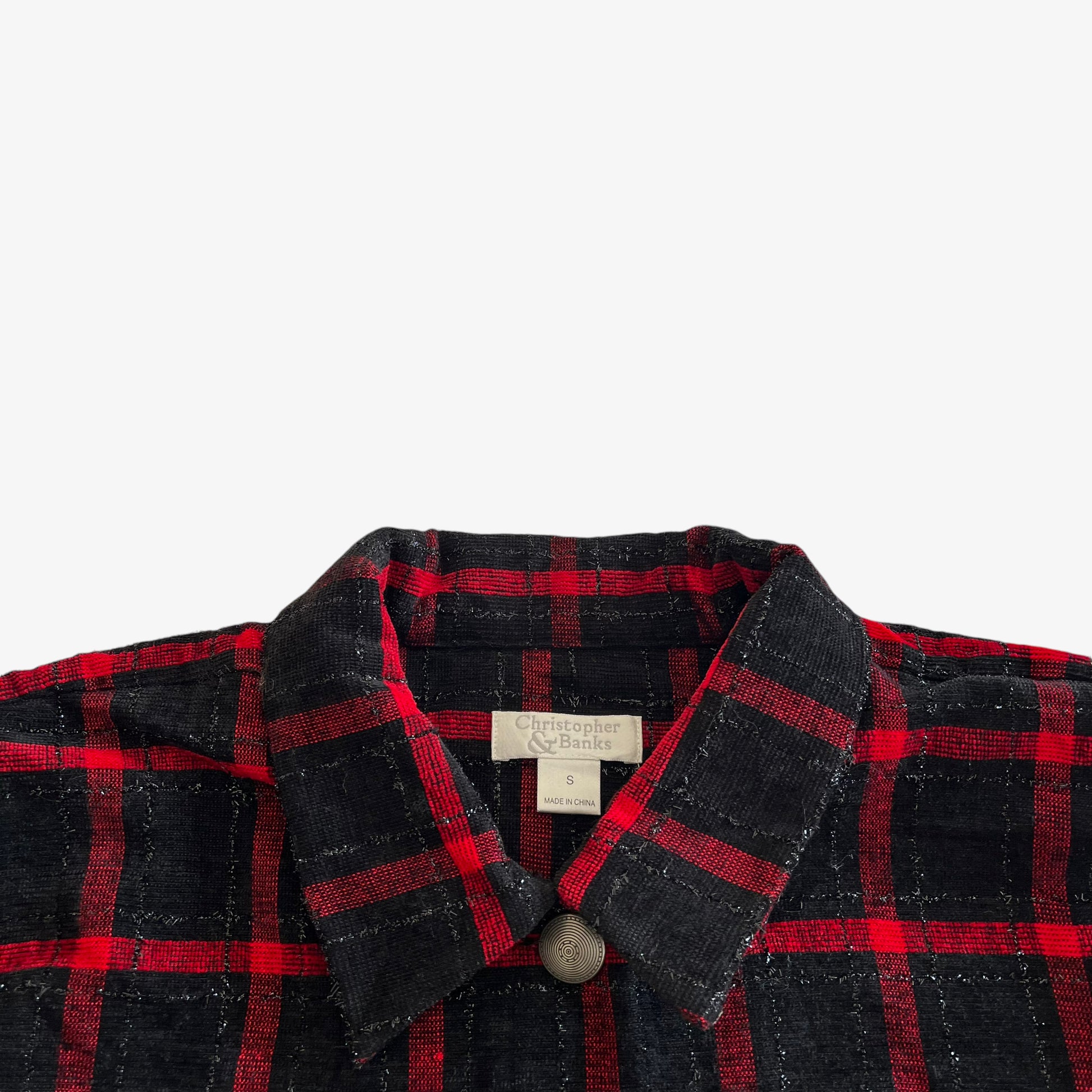 Vintage Y2K Womens Christopher And Banks Red And Black Check Jacket Label - Casspios Dream